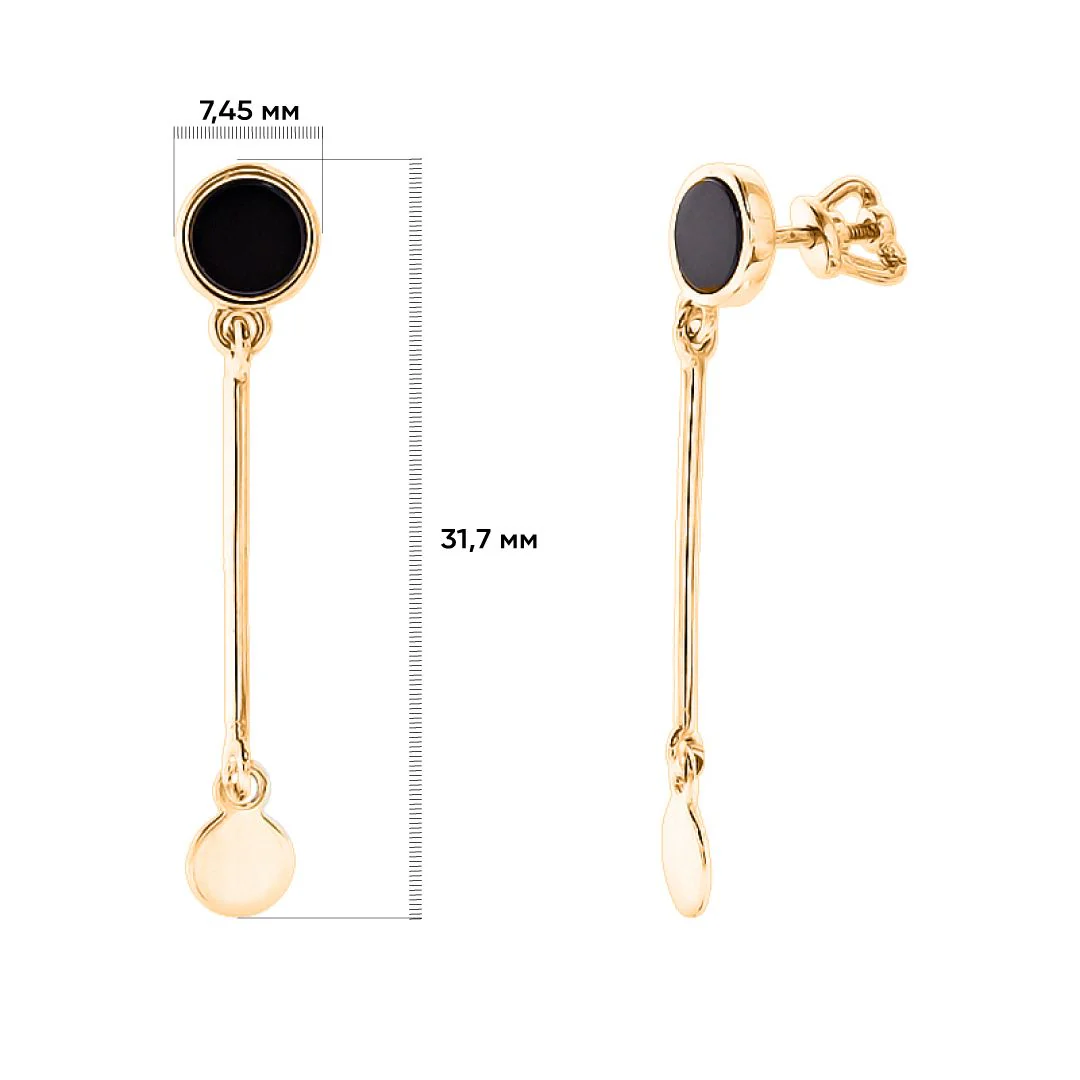 Drop Earrings in 14K/585 Rose Gold with Onyx - Image 5