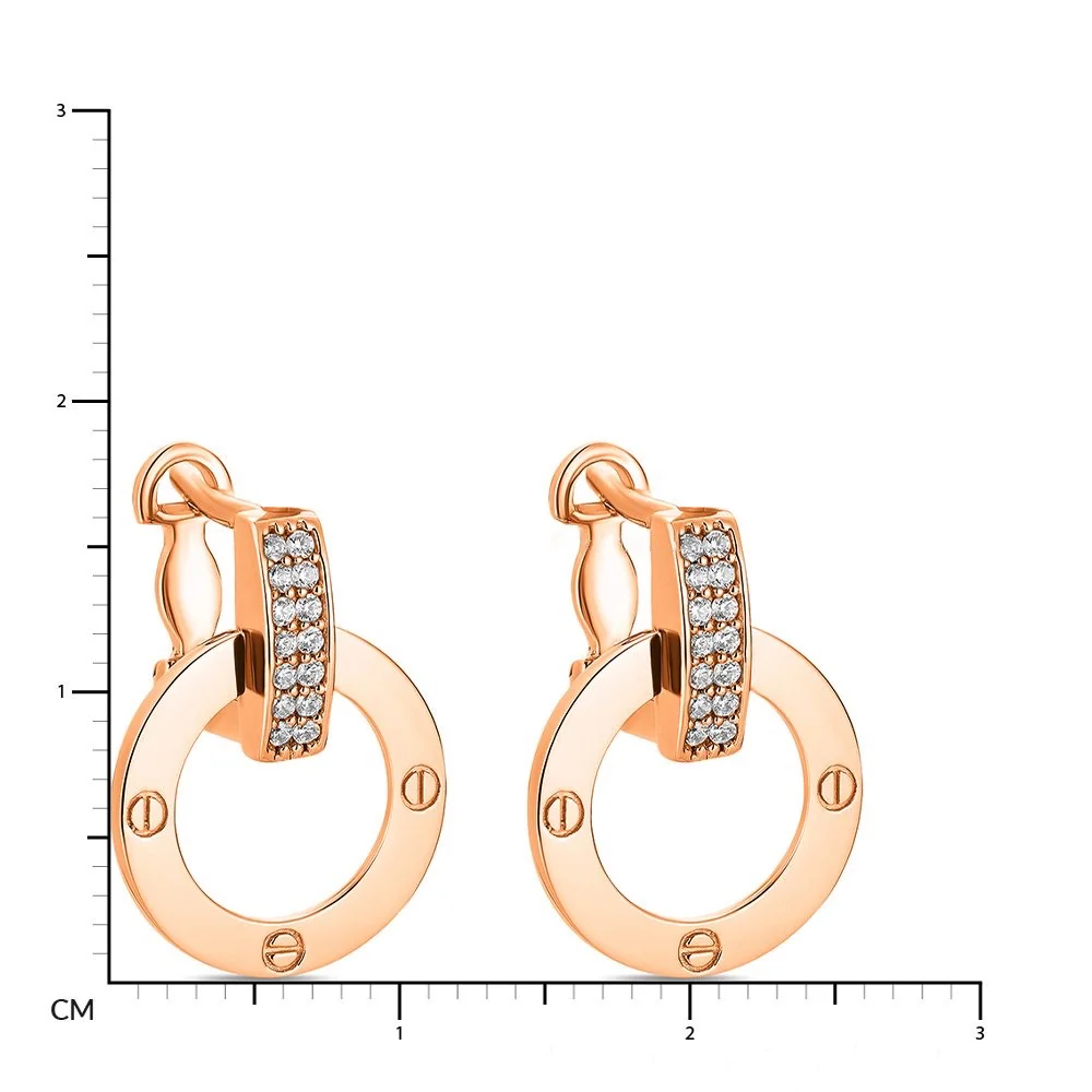 Drop Earrings in 14K/585 Rose Gold with Cubic Zirconia - Image 2