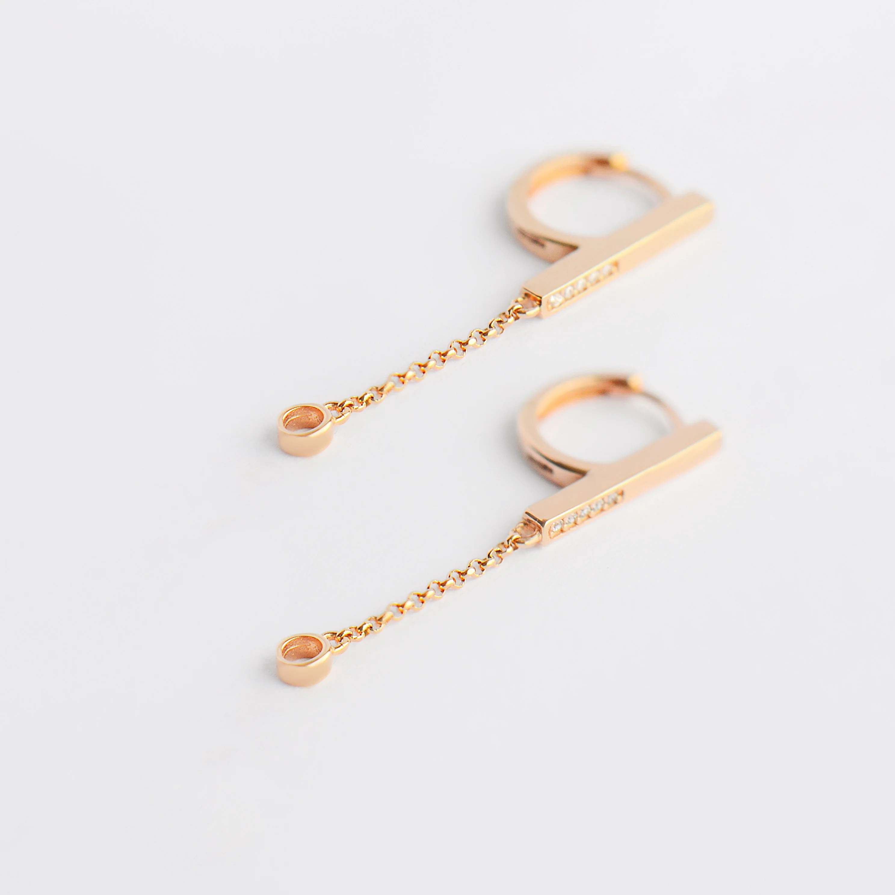 Drop Earrings in 14K/585 Rose Gold with Cubic Zirconia - Image 3