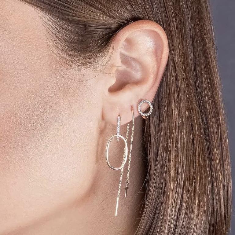 Drop Earrings in 14K/585 Rose Gold with Cubic Zirconia - Image 2