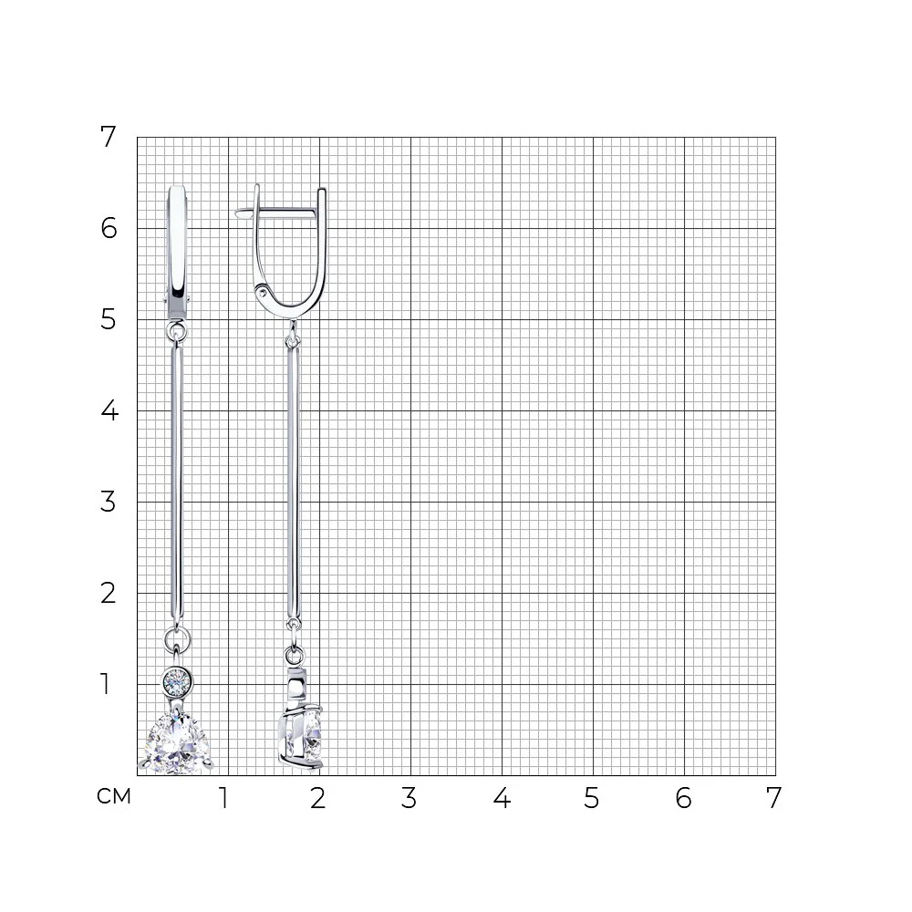Drop 925 Sterling Silver Earrings with Cubic Zirconia - Image 2