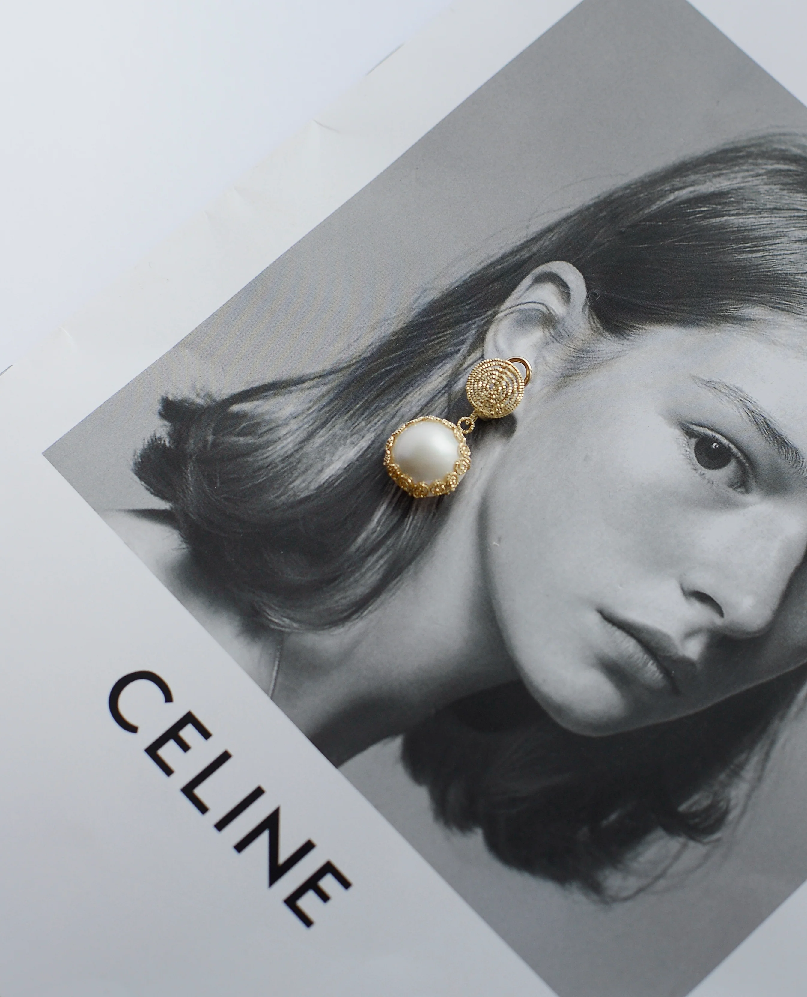 Drop Earrings in 14K/585 Yellow Gold with Pearls - Image 2