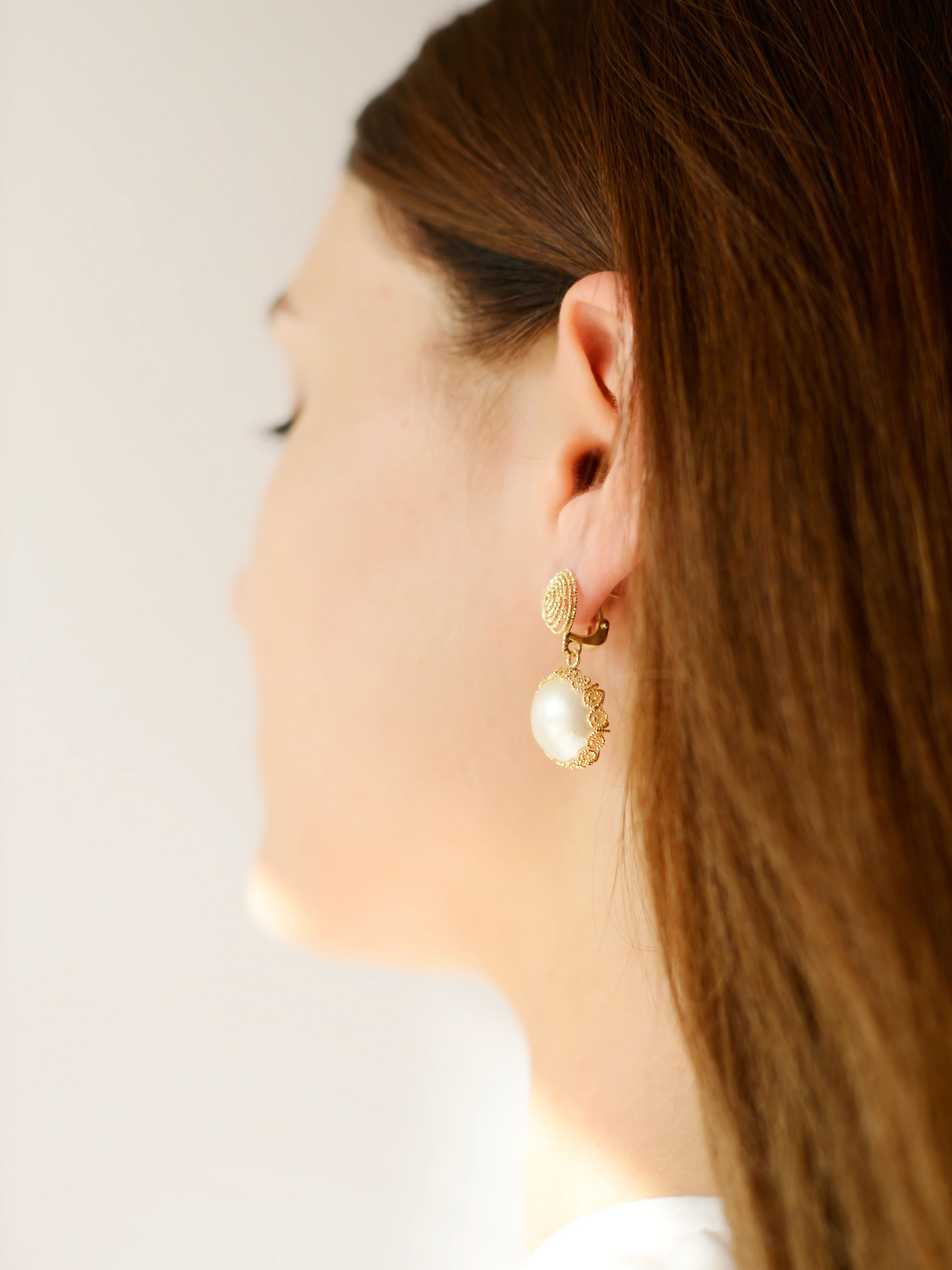 Drop Earrings in 14K/585 Yellow Gold with Pearls - Image 5