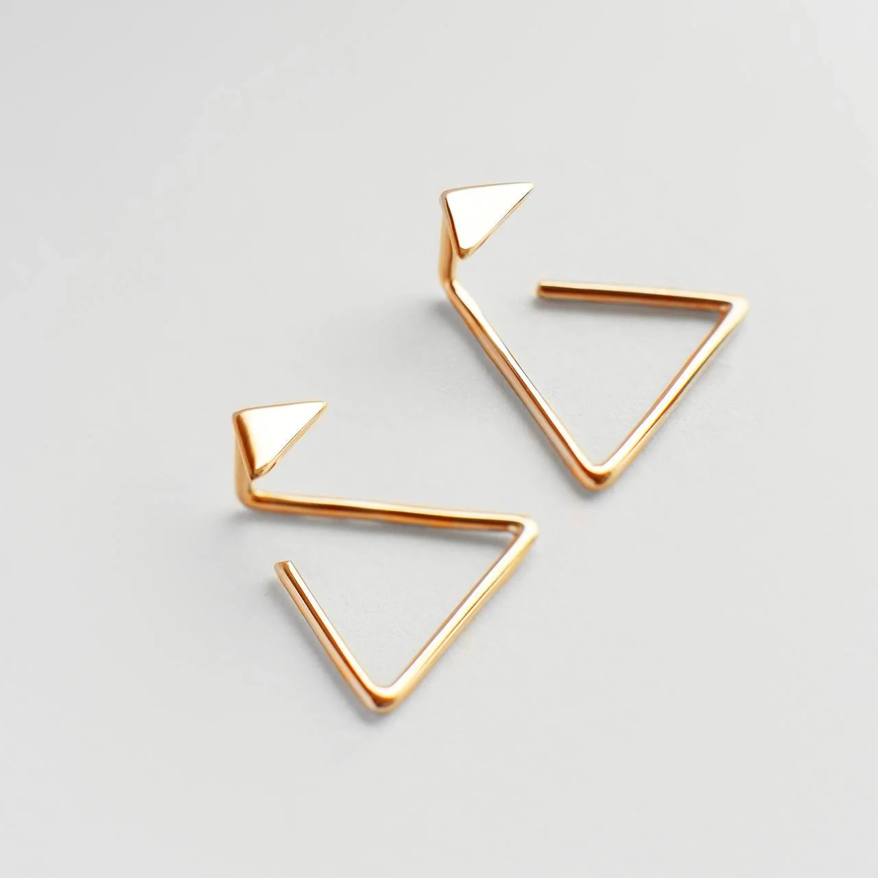 Earrings in 14K/585 Rose Gold "Triangles" - Image 2
