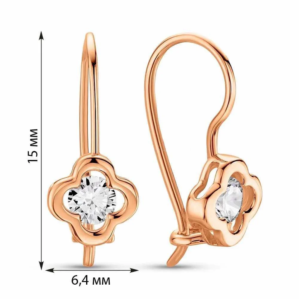 Earrings in 14K/585 Rose Gold with Cubic Zirconia French Lock - Image 2