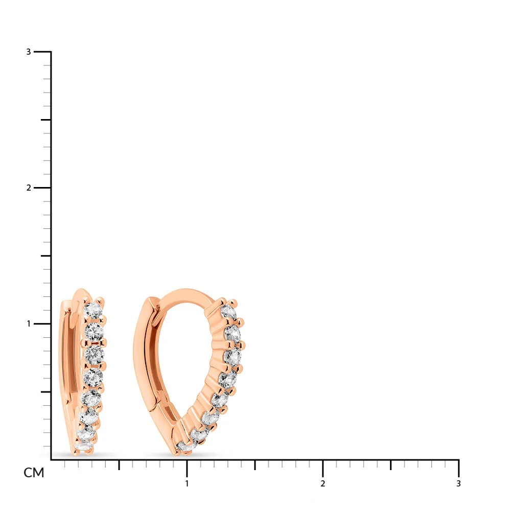 Hoop Earrings in 14K/585 Rose Gold with Cubic Zirconia - Image 2