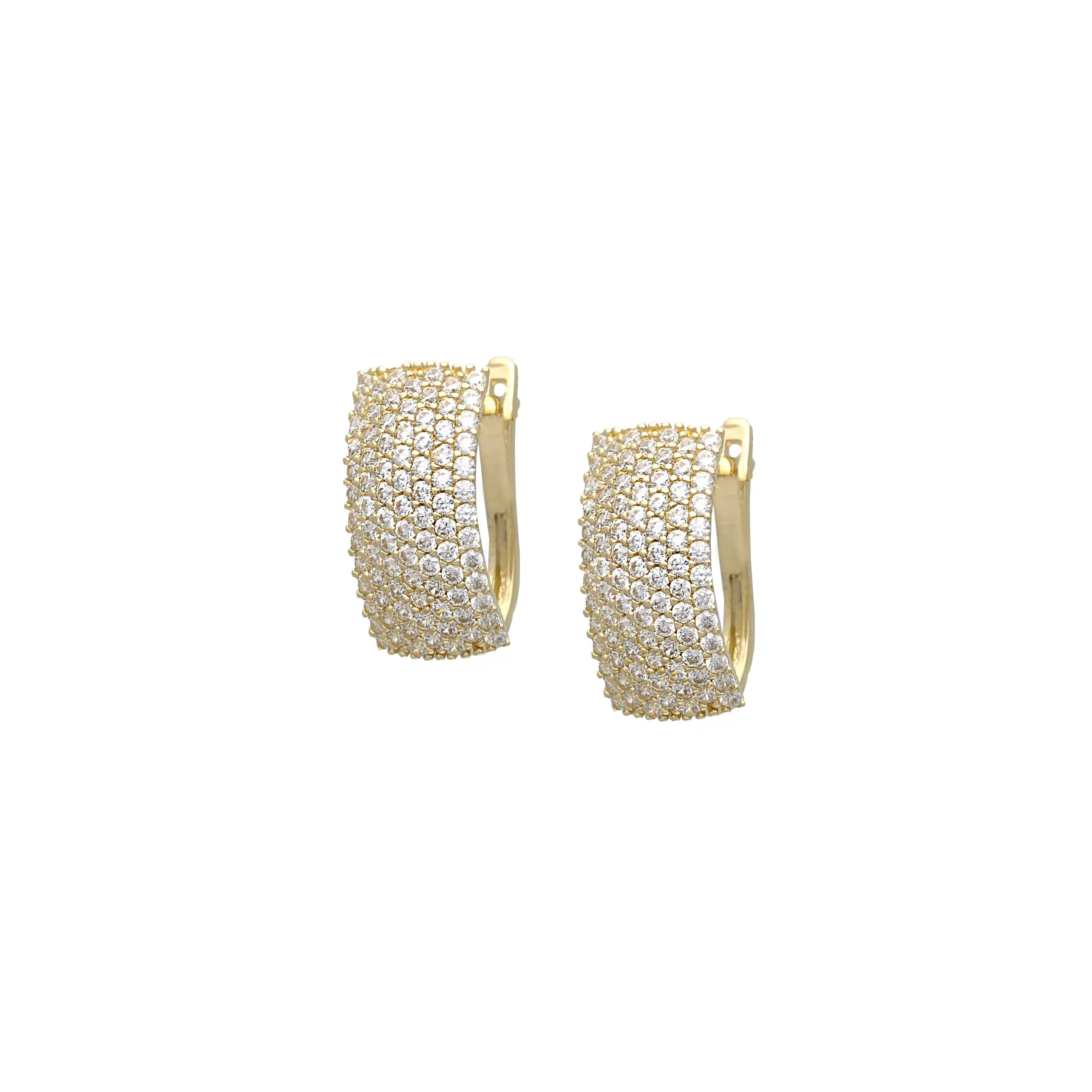 Lever Back Earrings in 14K/585 Yellow Gold with Cubic Zirconia