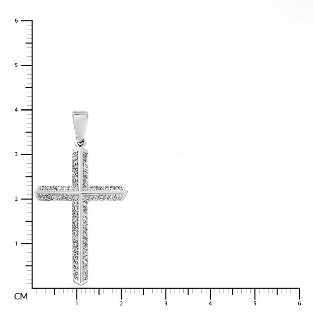 Elegant Cross in 14K/585 White Gold with Cubic Zirconia - Image 2