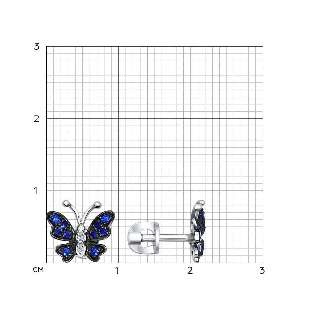 Butterfly Stud Earrings with Sapphires and Diamonds in 14K/585 White Gold - Image 4