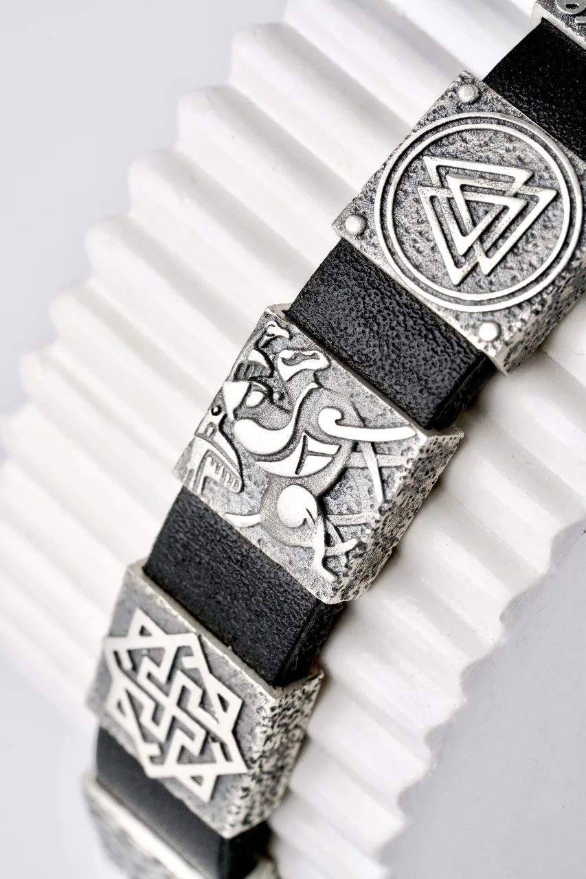 Exclusive Bracelet Genuine Leather and 925 Sterling Silver “Runes and Tryzub” - Image 10