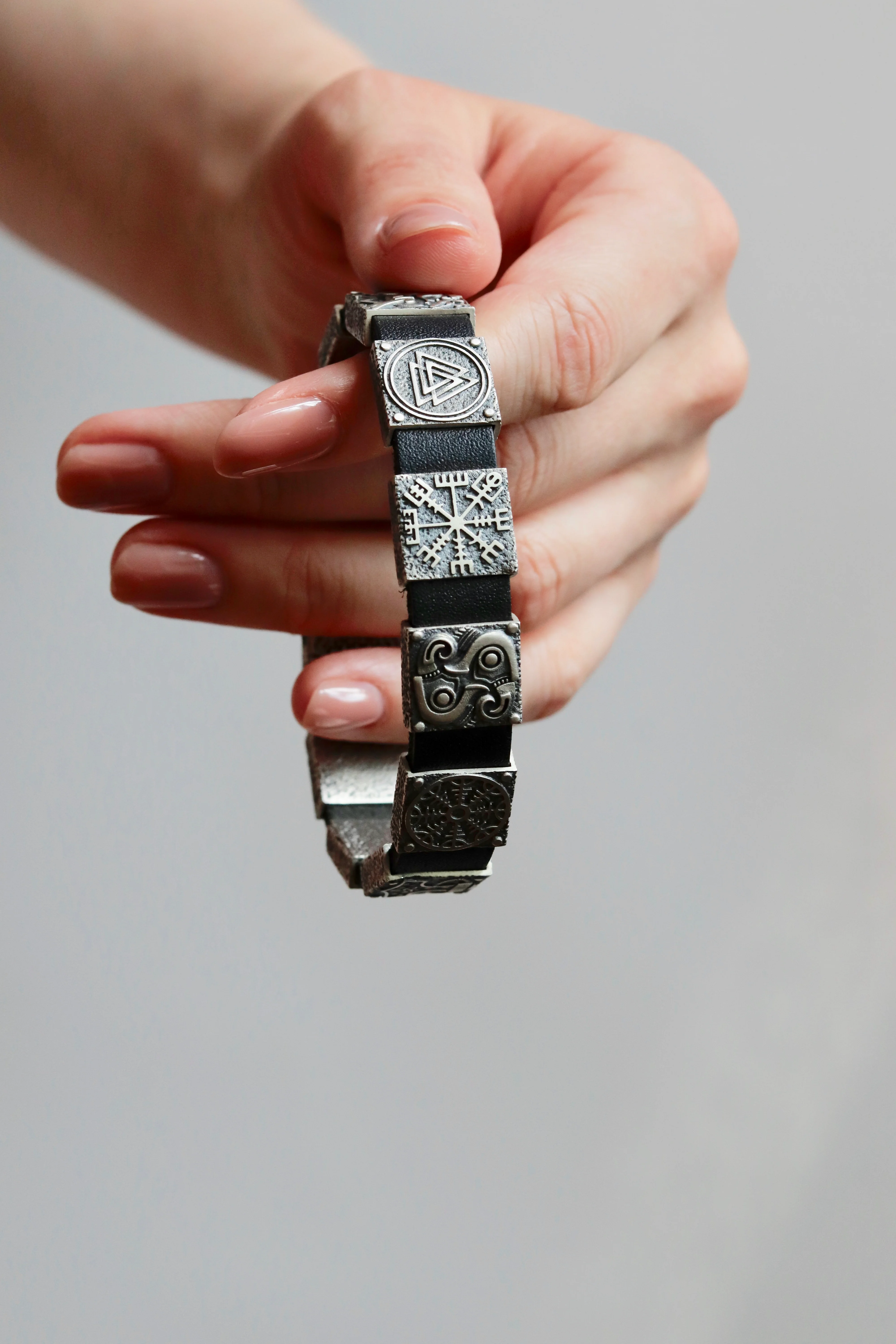 Exclusive Bracelet Genuine Leather and 925 Sterling Silver “Runes and Tryzub” - Image 2