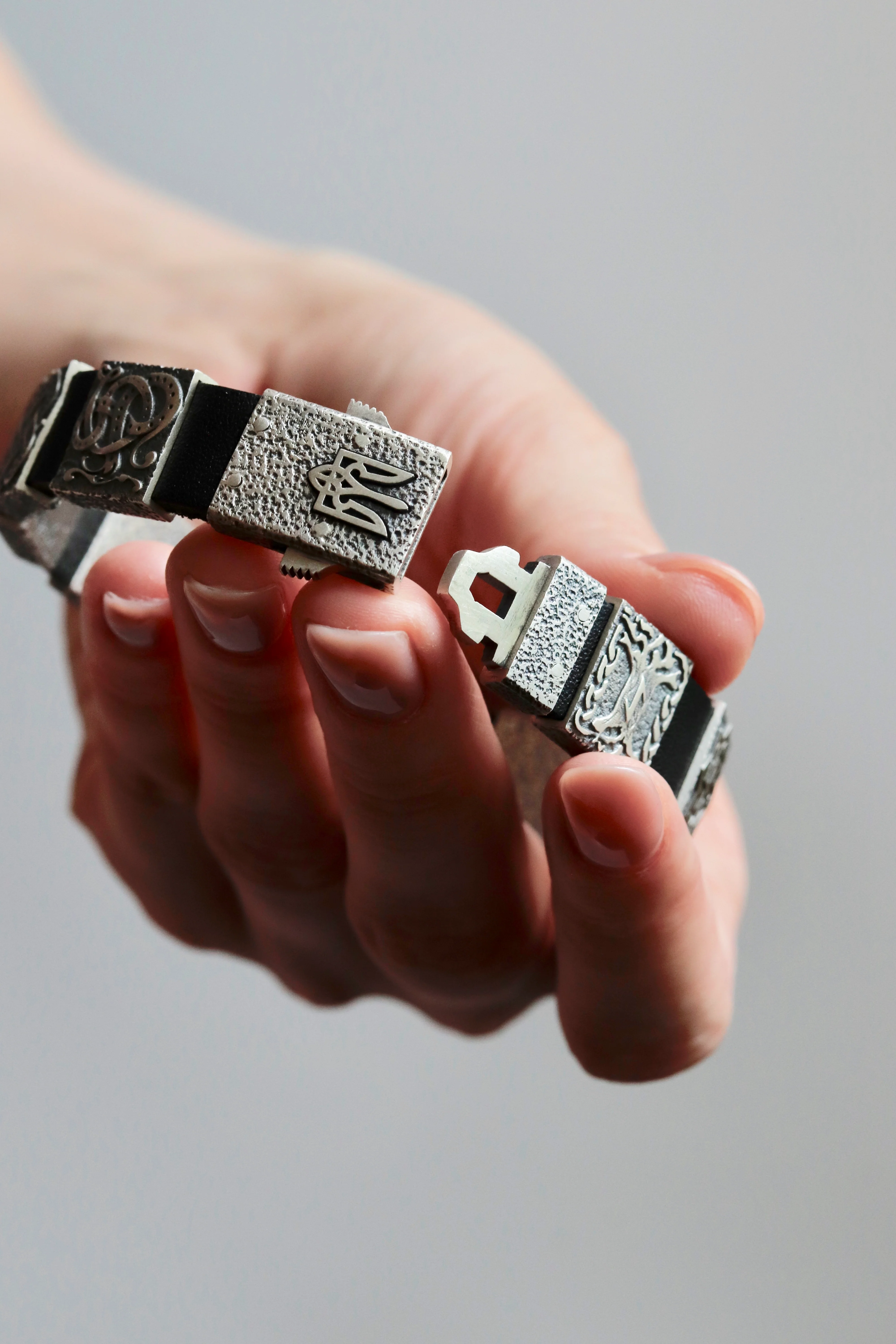 Exclusive Bracelet Genuine Leather and 925 Sterling Silver “Runes and Tryzub” - Image 4