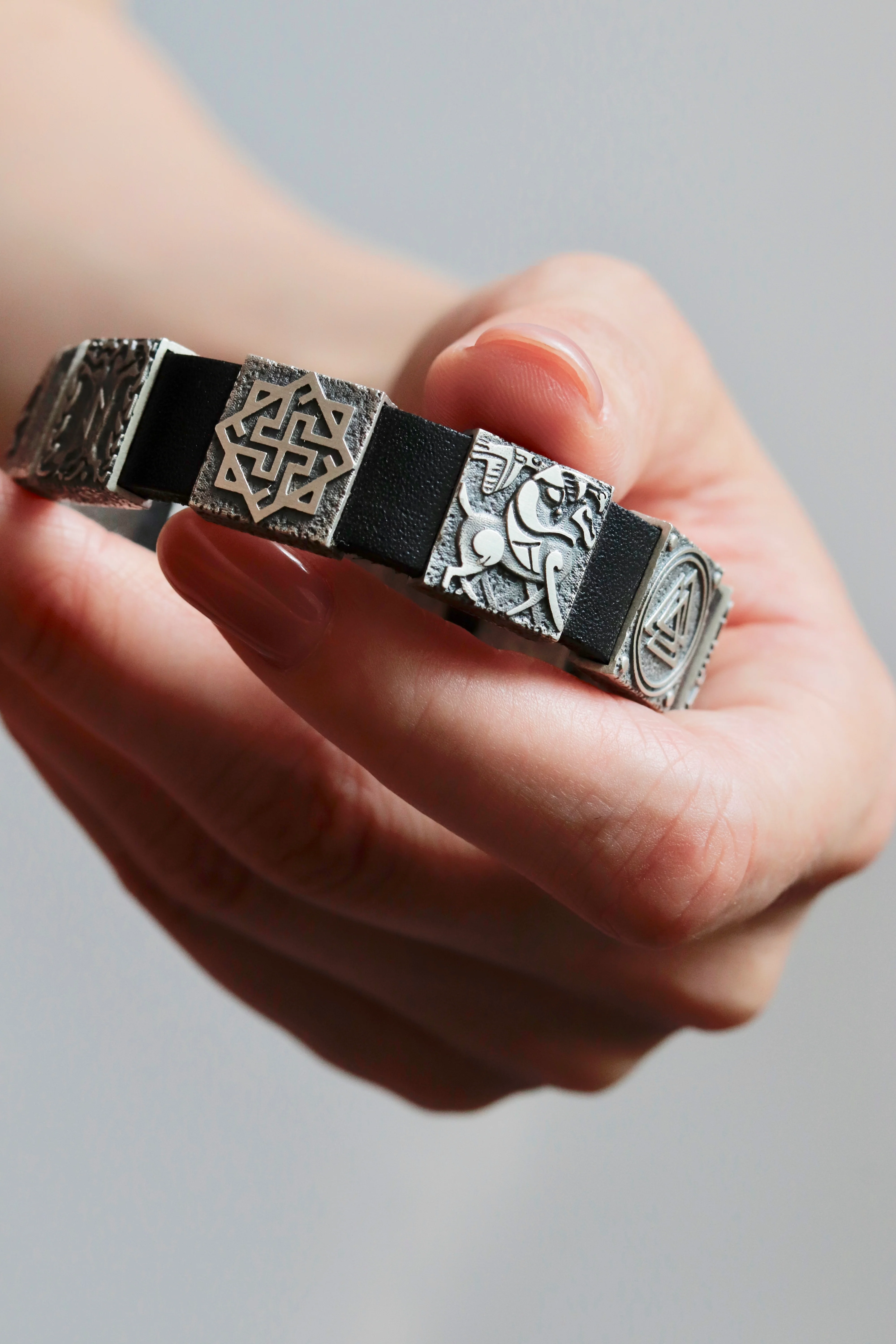Exclusive Bracelet Genuine Leather and 925 Sterling Silver “Runes and Tryzub” - Image 5