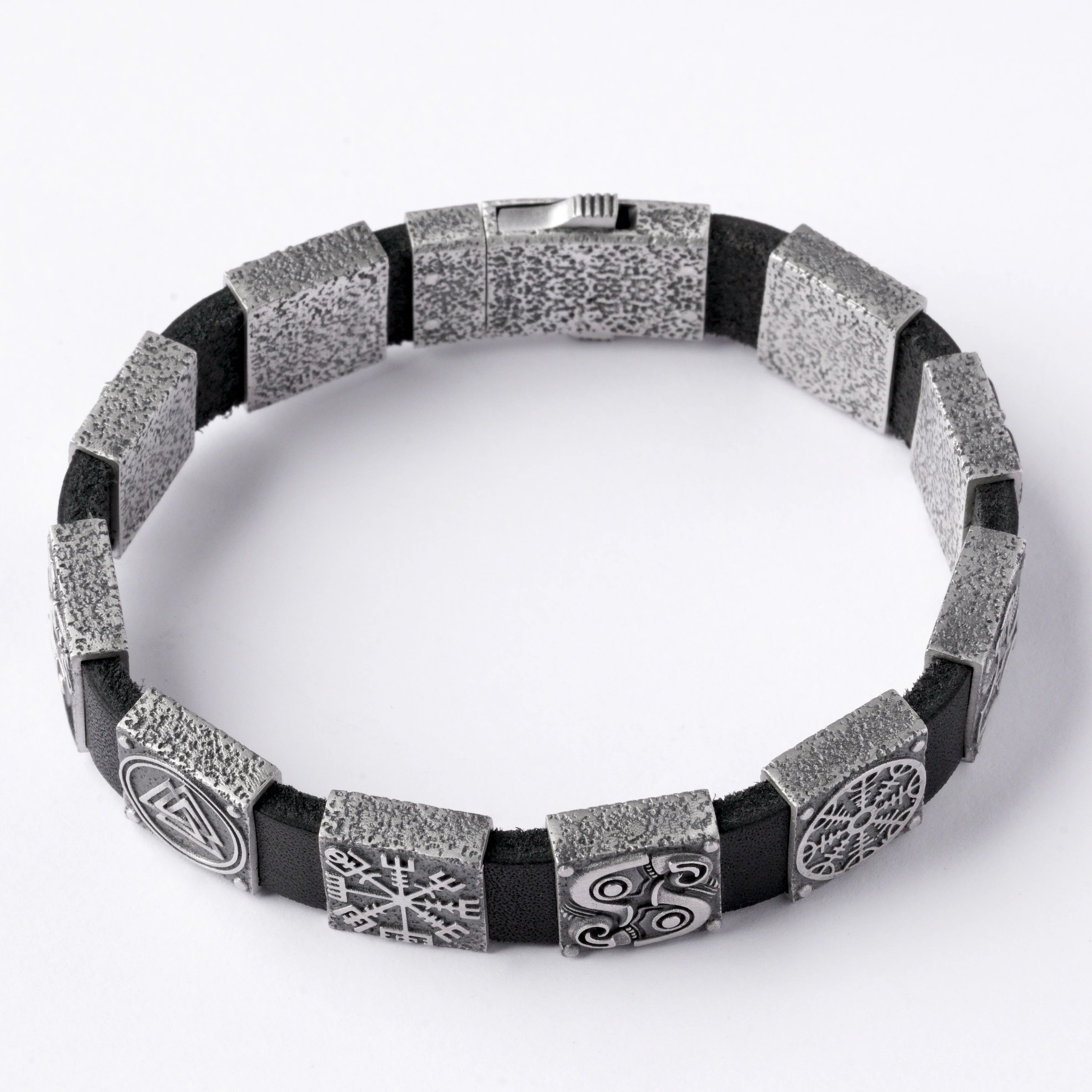 Exclusive Bracelet Genuine Leather and 925 Sterling Silver “Runes and Tryzub” - Image 6