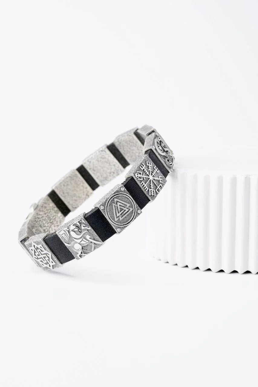 Exclusive Bracelet Genuine Leather and 925 Sterling Silver “Runes and Tryzub” - Image 7