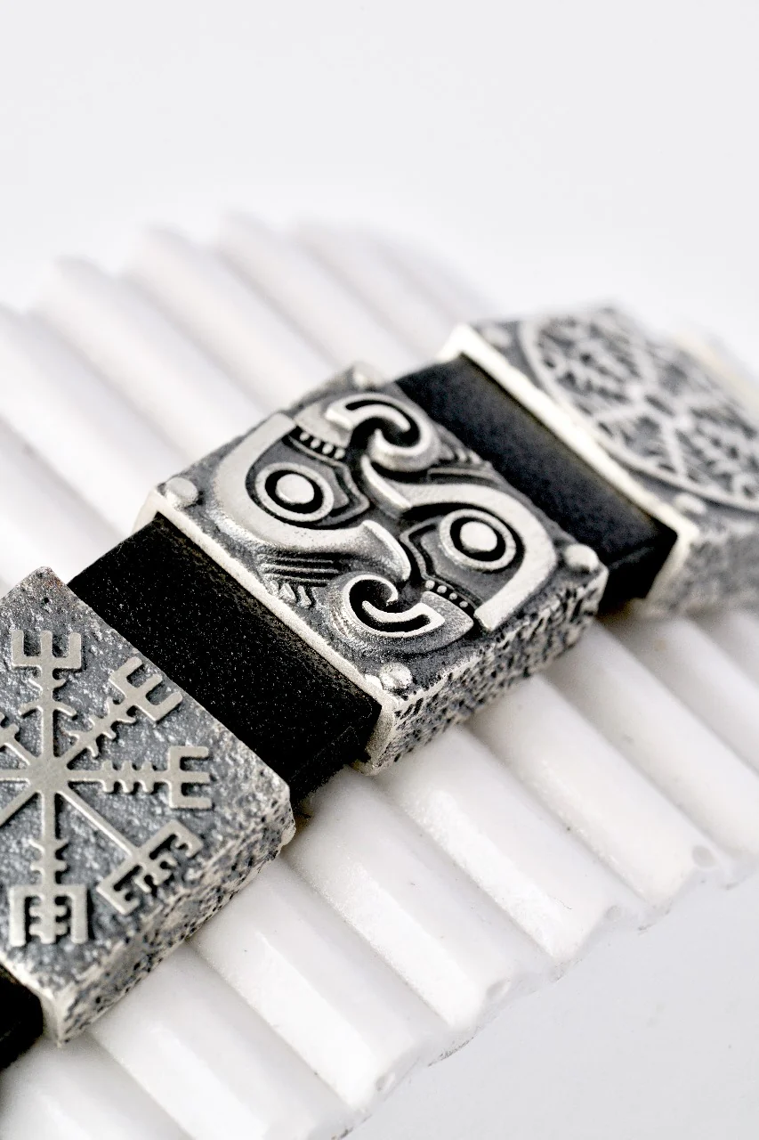 Exclusive Bracelet Genuine Leather and 925 Sterling Silver “Runes and Tryzub” - Image 8