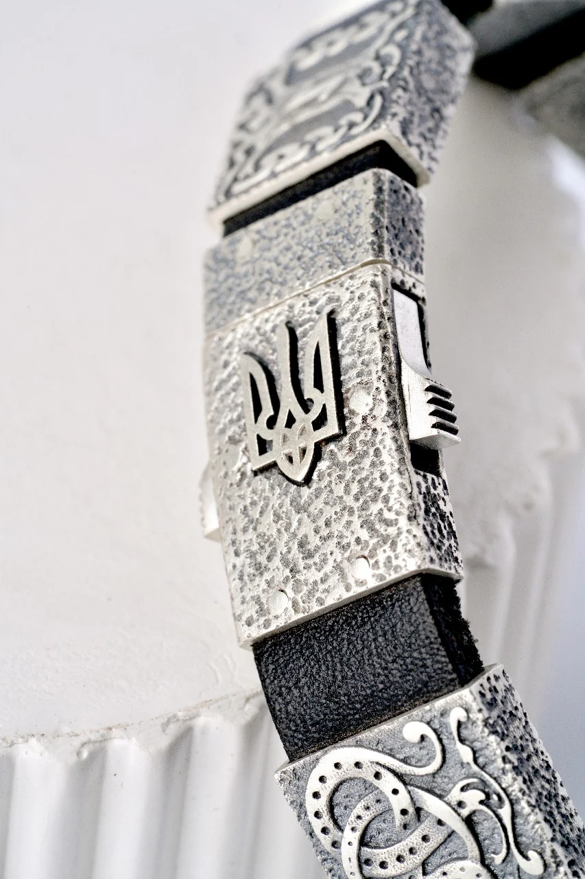 Exclusive Bracelet Genuine Leather and 925 Sterling Silver “Runes and Tryzub” - Image 9