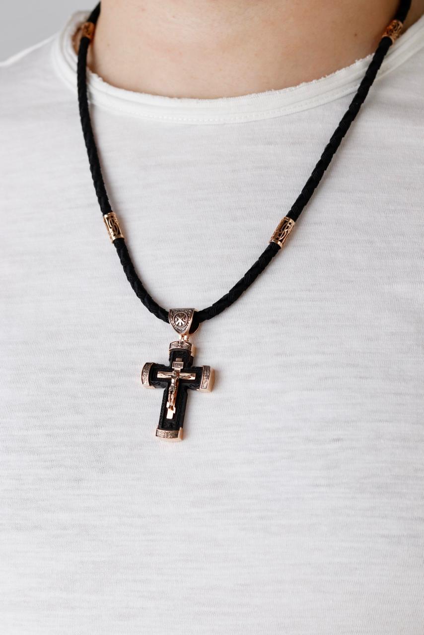 Exclusive Cross in 14K/585 Rose Gold and Ebony Wood - Image 2