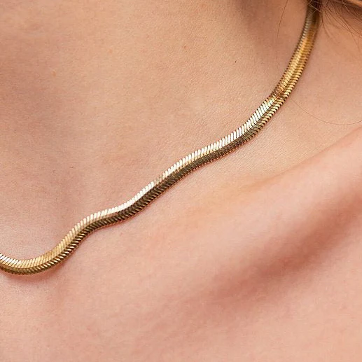 Flat Snake Chain in 14K/585 Yellow Gold - Image 2