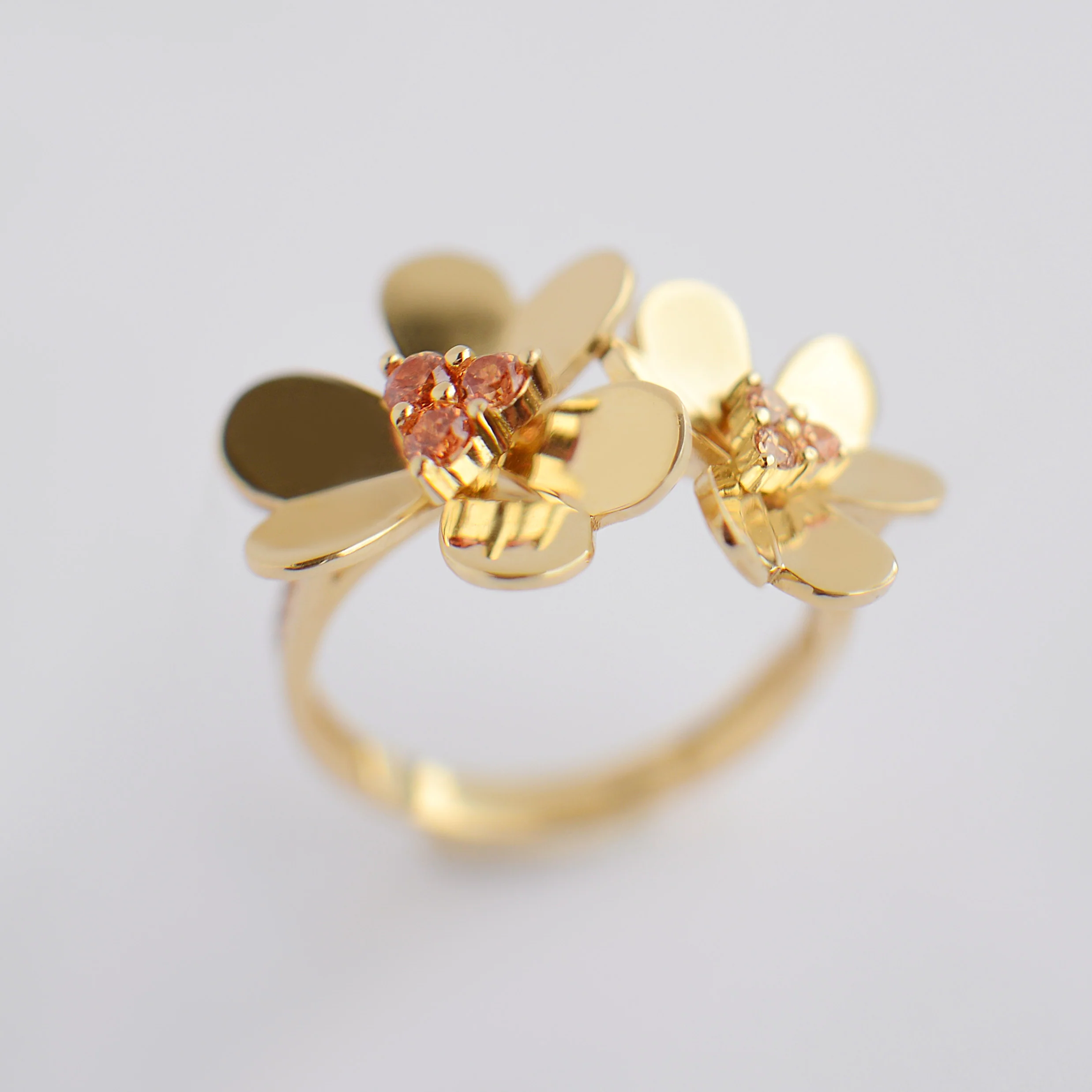 Flowers Ring in 14K/585 Yellow Gold with Cubic Zirconia - Image 3