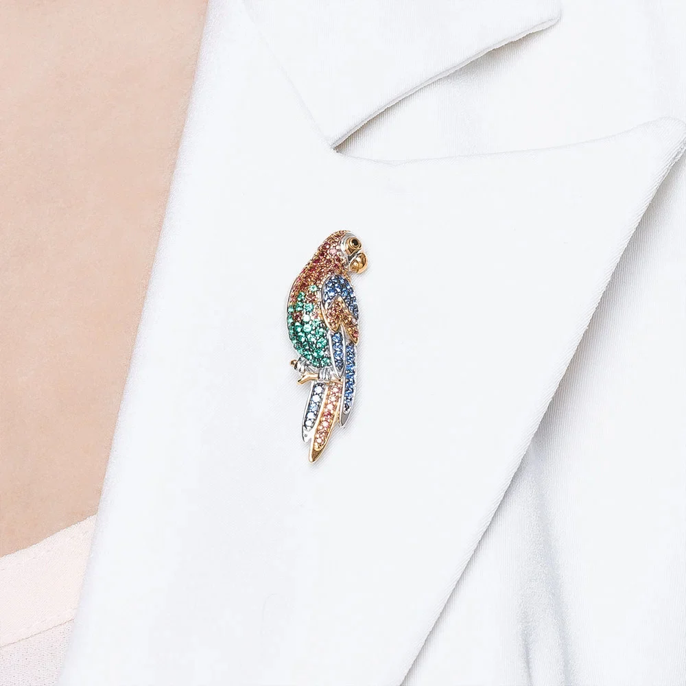Yellow Gold Plated 925 Sterling Silver Jewelry Pin with Colourful Stones - Image 3