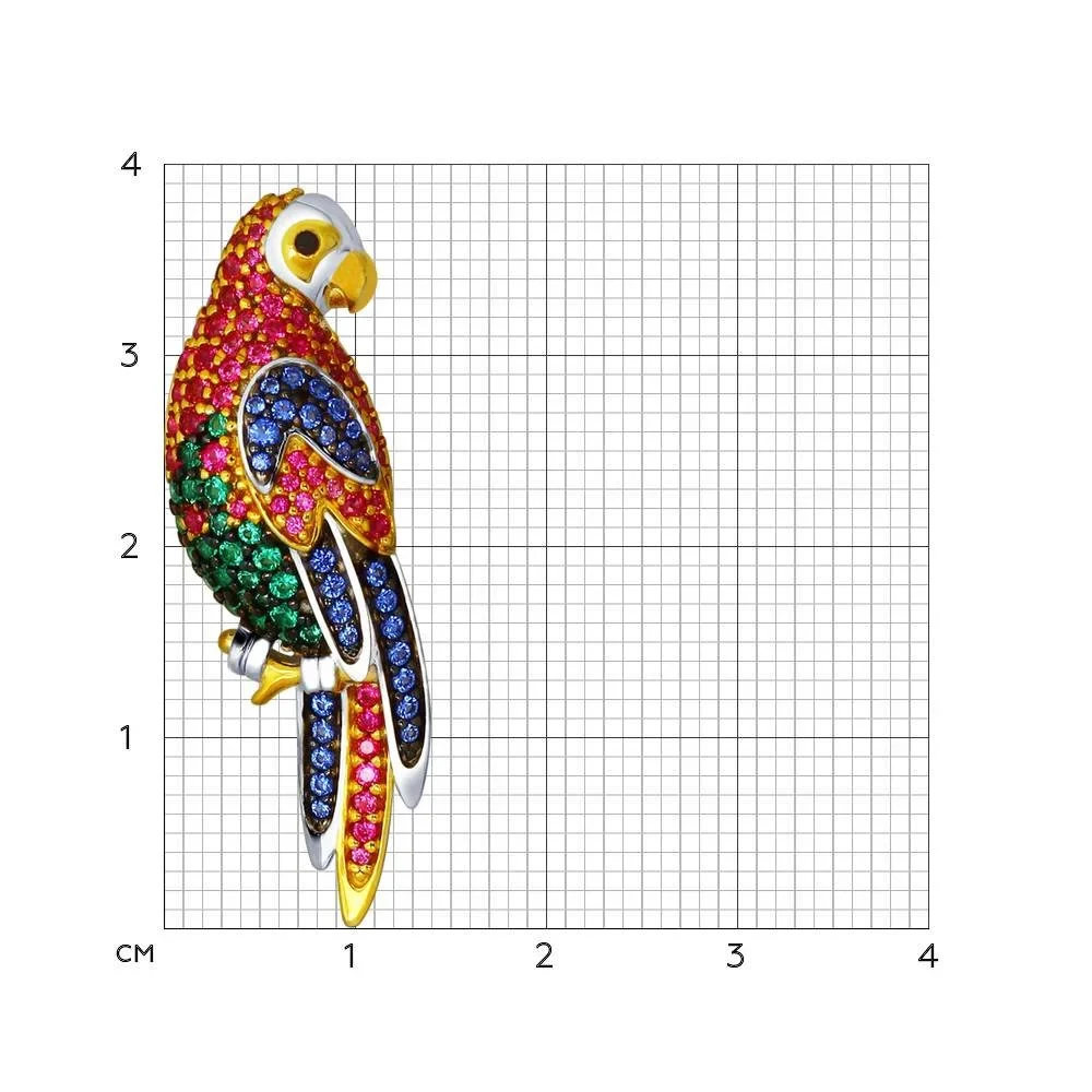 Yellow Gold Plated 925 Sterling Silver Jewelry Pin with Colourful Stones - Image 4