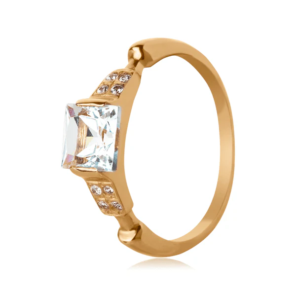 14K/585 Rose Gold Ring with a Blue Topaz and Cubic Zirconia - Image 2