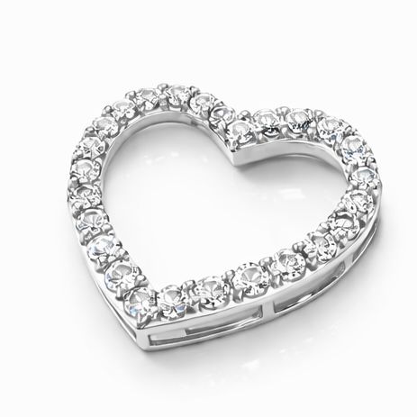 Heart Pendant in 14K/585 White Gold with Diamonds - Image 3