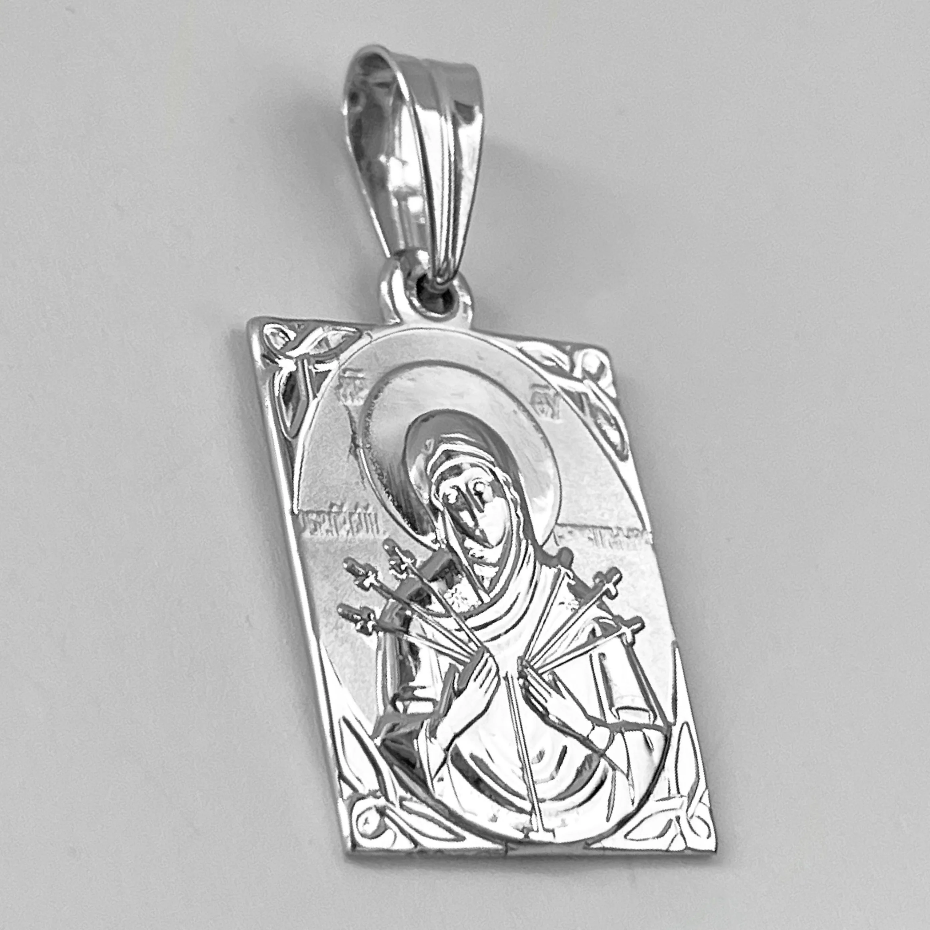 Holy Virgin Mary of Seven Swords Religious Pendant in 925 Sterling Silver - Image 2