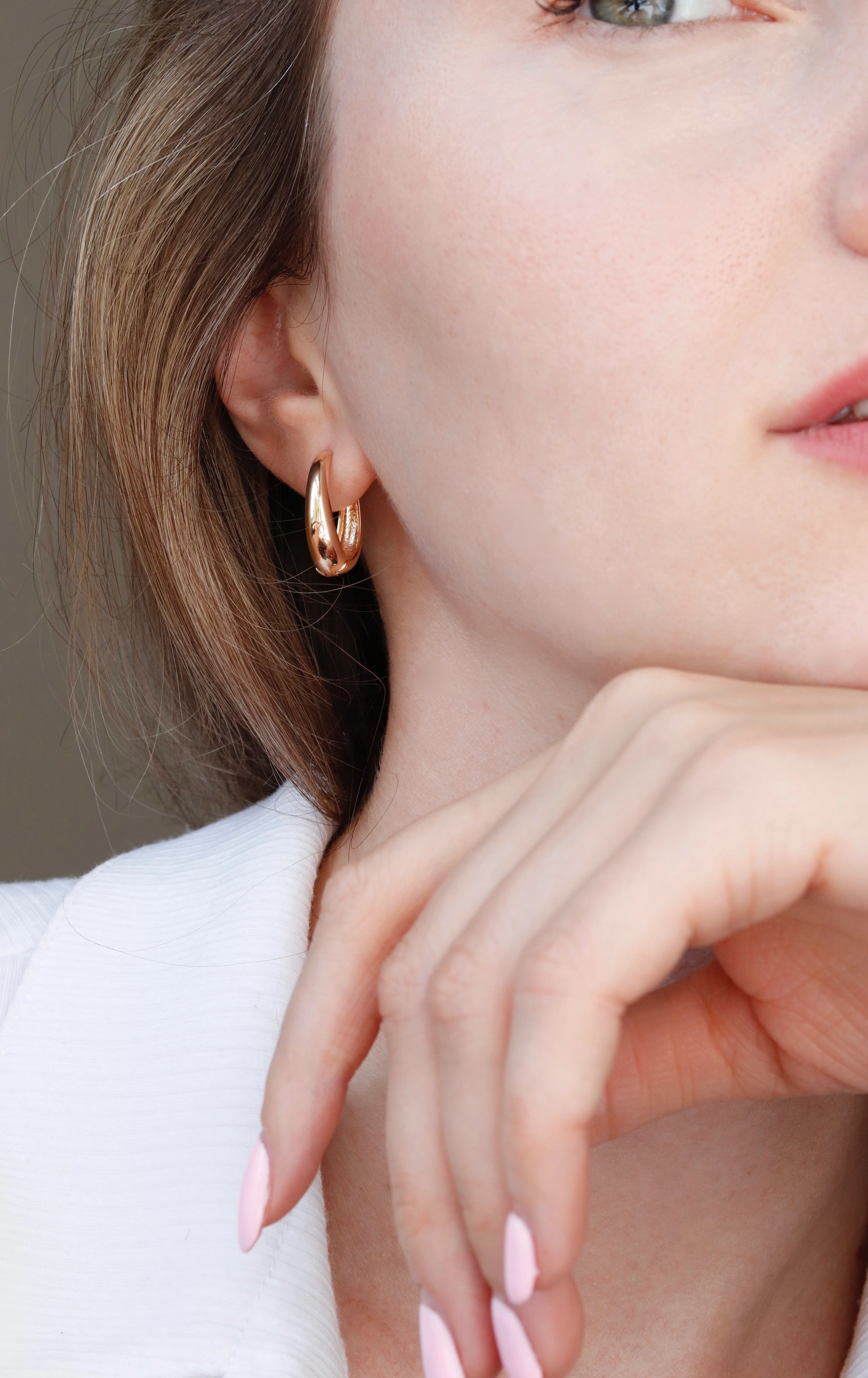 Hoop Earrings in 14K/585 Rose Gold - Image 2