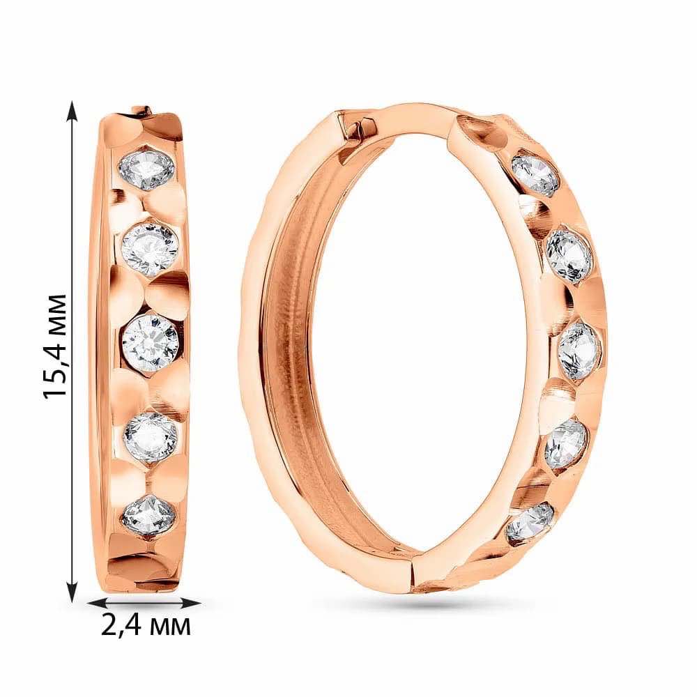 Hoop Earrings in 14K/585 Rose Gold with Cubic Zirconia - Image 2