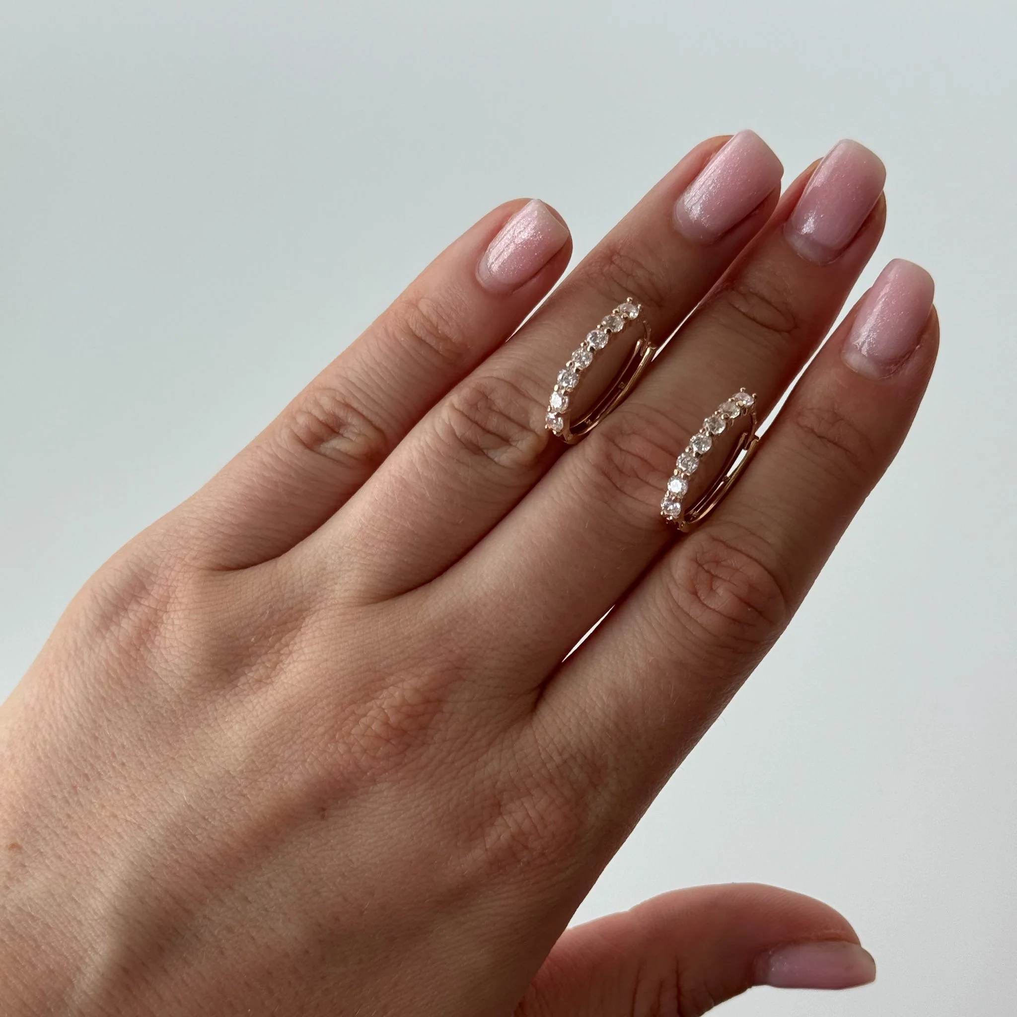 Hoop Earrings in 14K/585 Rose Gold with Cubic Zirconia - Image 2