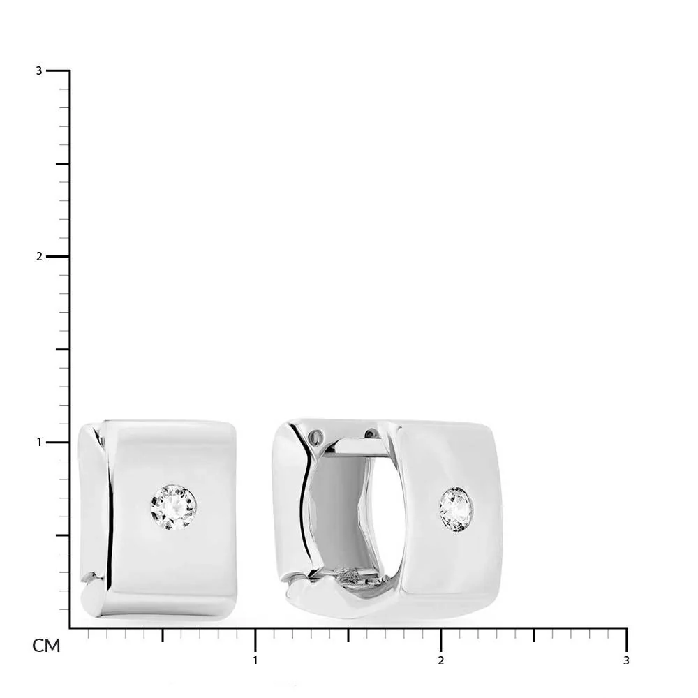 Hoop Earrings in 14K/585 White Gold with Cubic Zirconia - Image 2