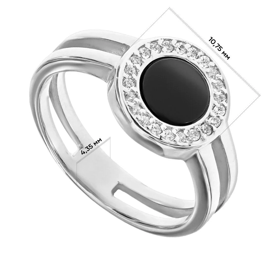 Ring in 14K/585 White Gold with Agate and Cubic Zirconia - Image 2