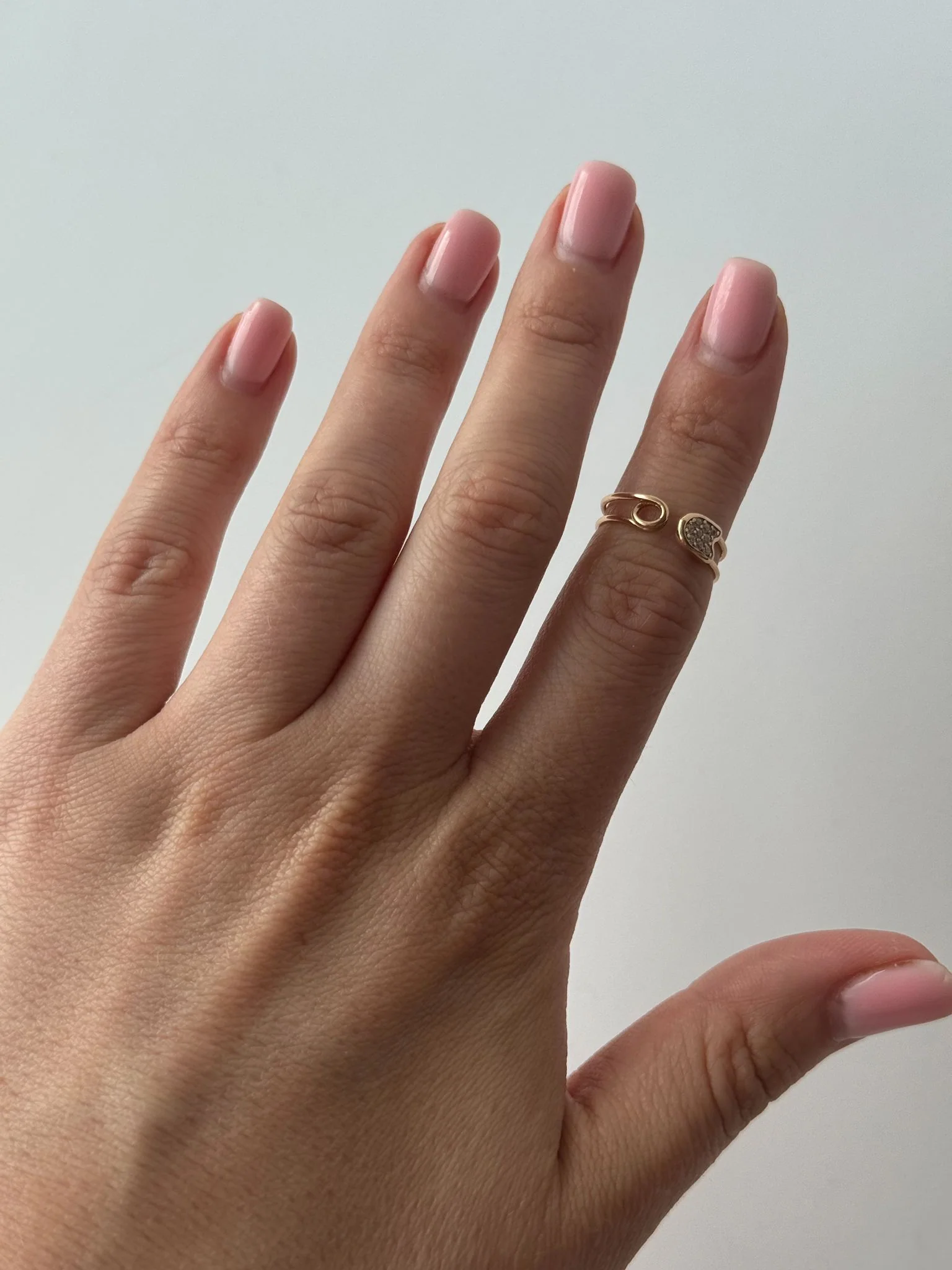 Knuckle Ring "Pin" in 14K/585 Rose Gold with Cubic Zirconia - Image 2