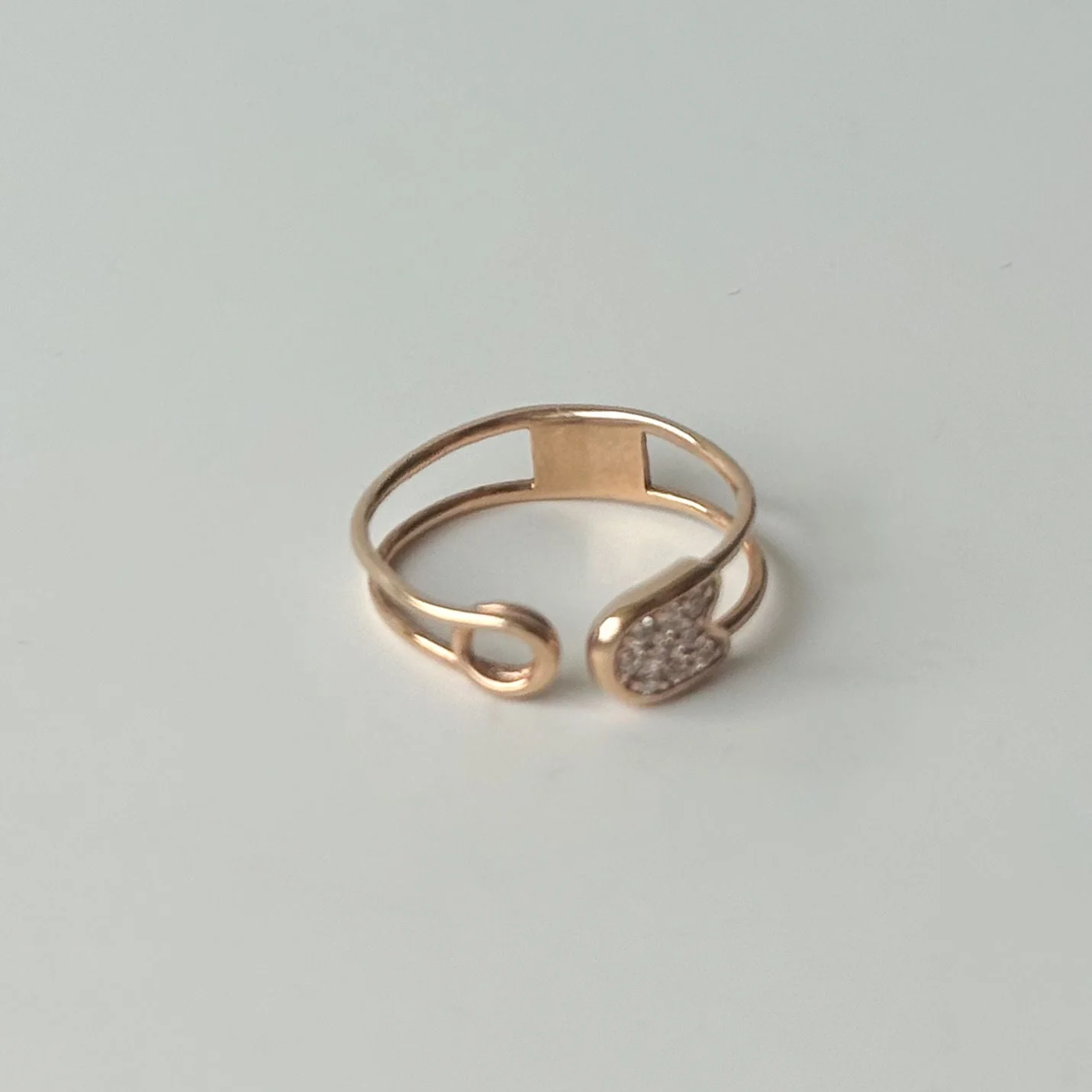 Knuckle Ring "Pin" in 14K/585 Rose Gold with Cubic Zirconia - Image 4