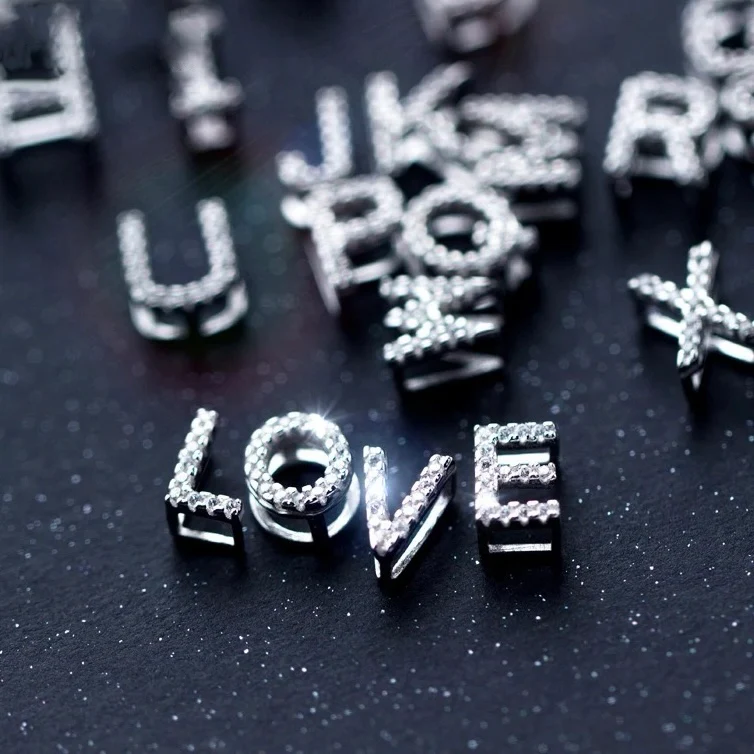 Letters in 925 Sterling Silver with Cubic Zirconia - Image 2