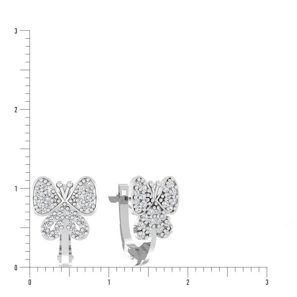 Lever Back Butterflies Earrings in 14K/585 White Gold with Cubic Zirconia - Image 3