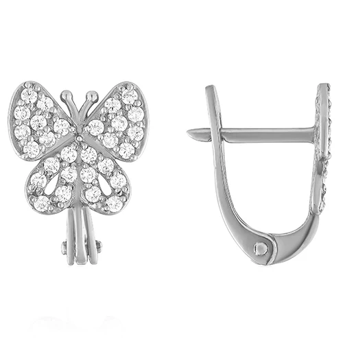 Lever Back Butterflies Earrings in 14K/585 White Gold with Cubic Zirconia - Image 5