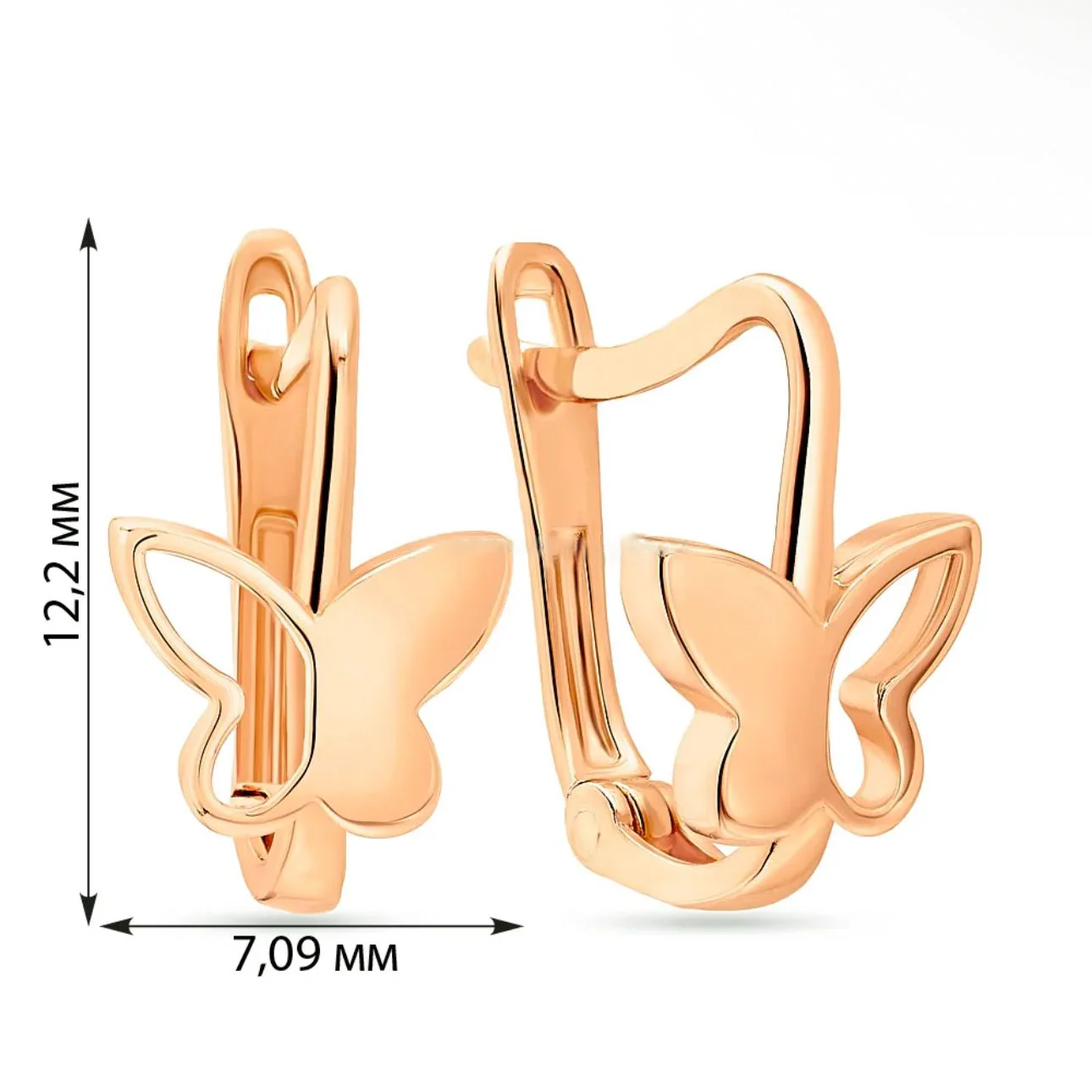 Lever Back Butterfly Earrings in 14K/585 Rose Gold - Image 2