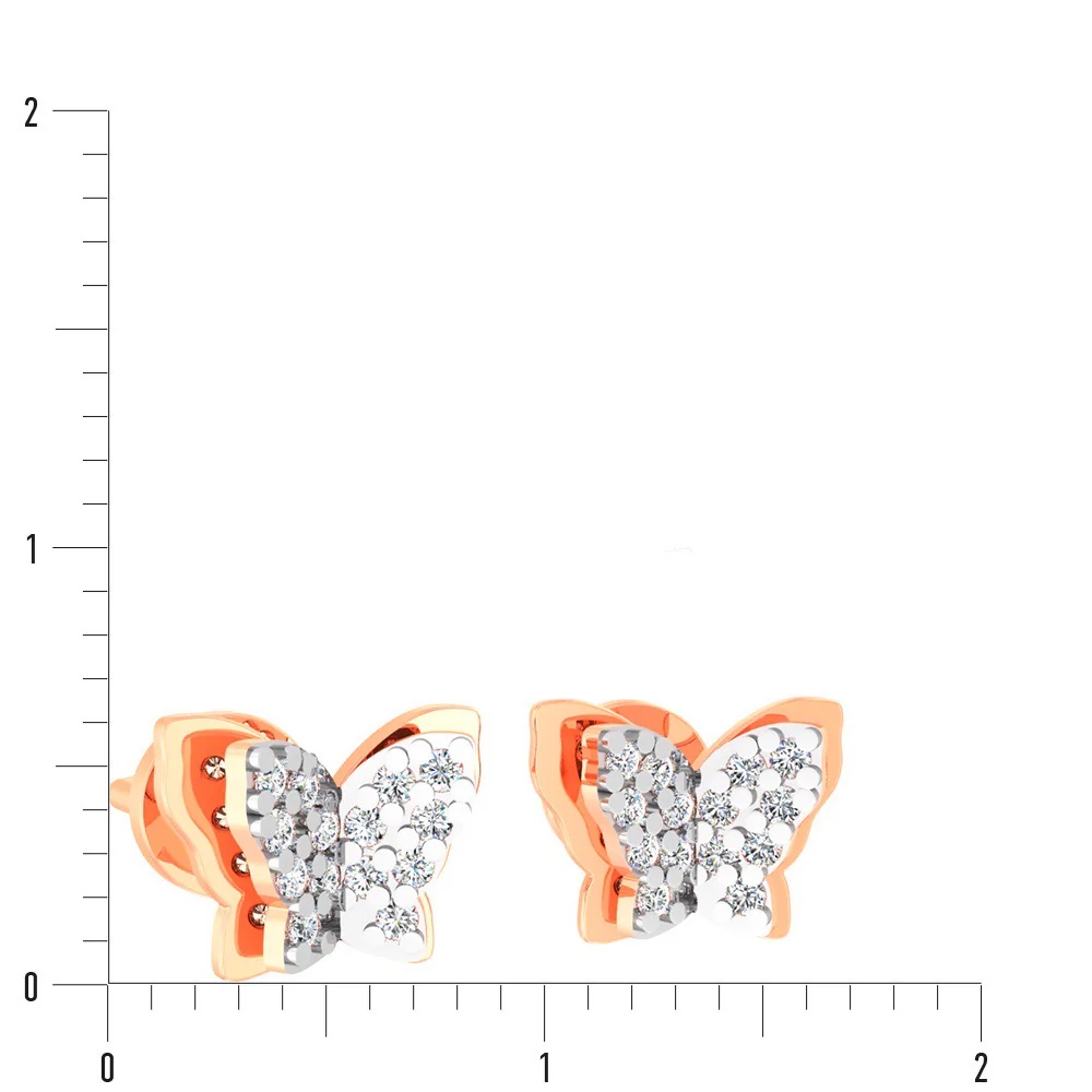 Butterfly Stud Earrings in 14K/585 Rose Gold with Cubic Zirconia - Image 2