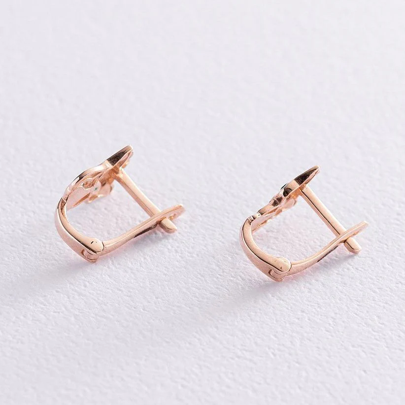 Lever Back Cat Earrings in 14K/585 Rose Gold with Cubic Zirconia - Image 4