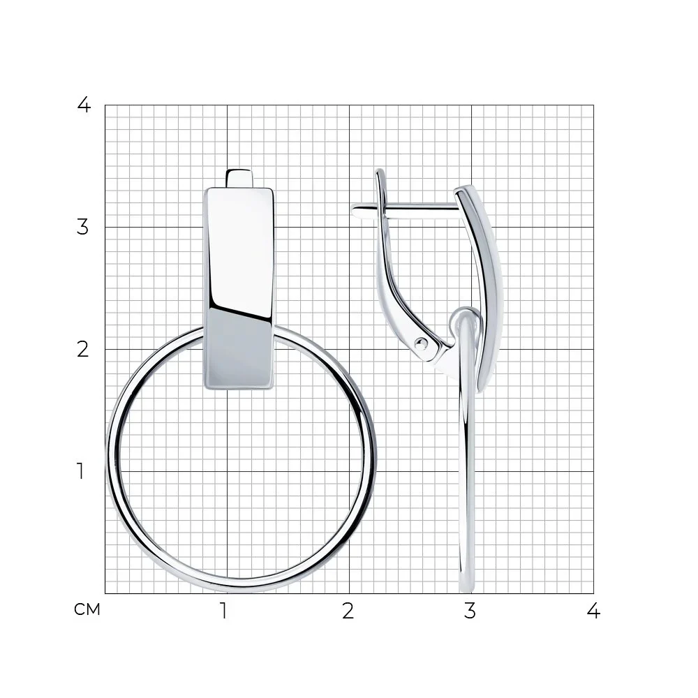 Lever Back Circle Drop Earrings in 14K/585 White Gold - Image 4