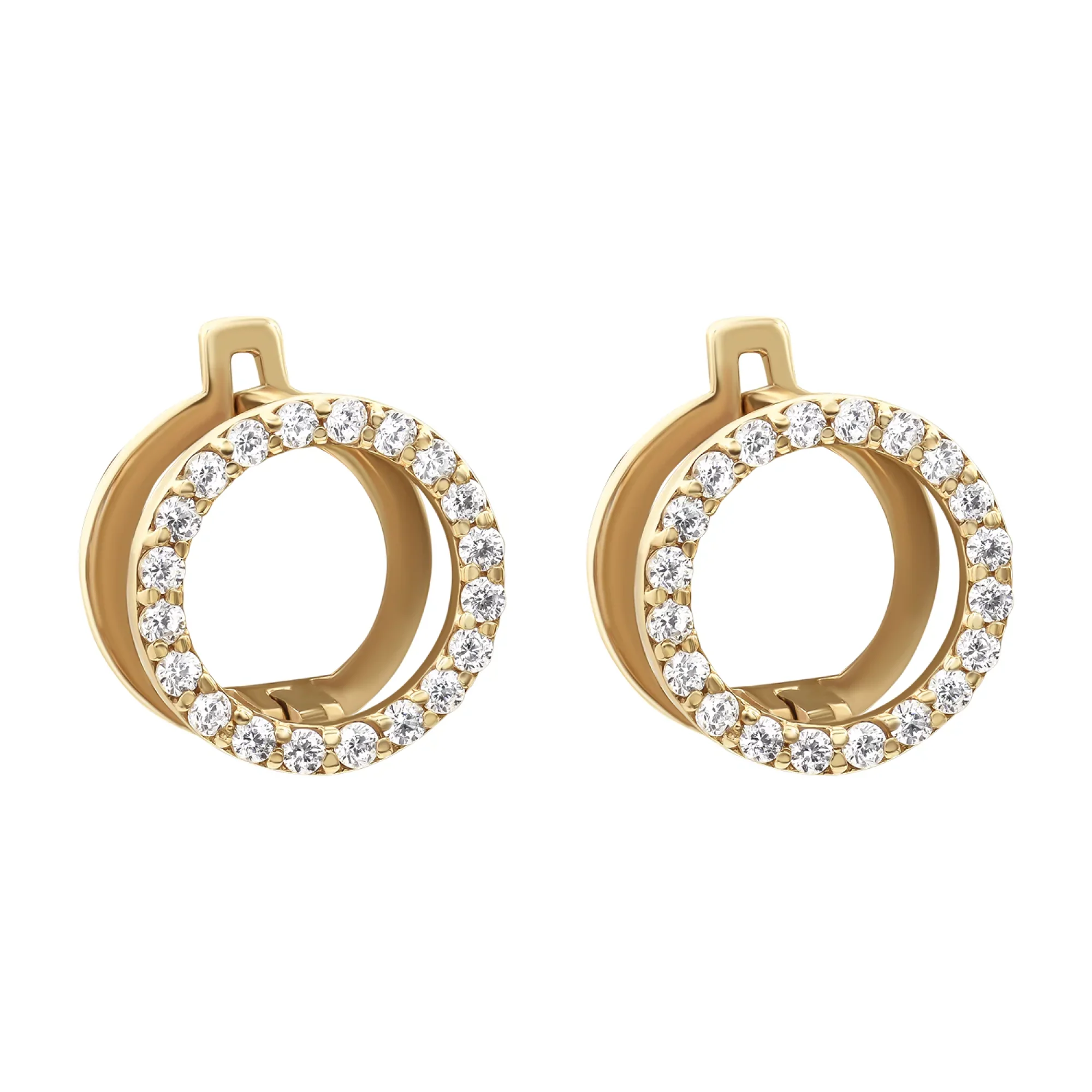 Lever Back Circles Earrings in 14K/585 Rose Gold with Cubic Zirconia - Image 4