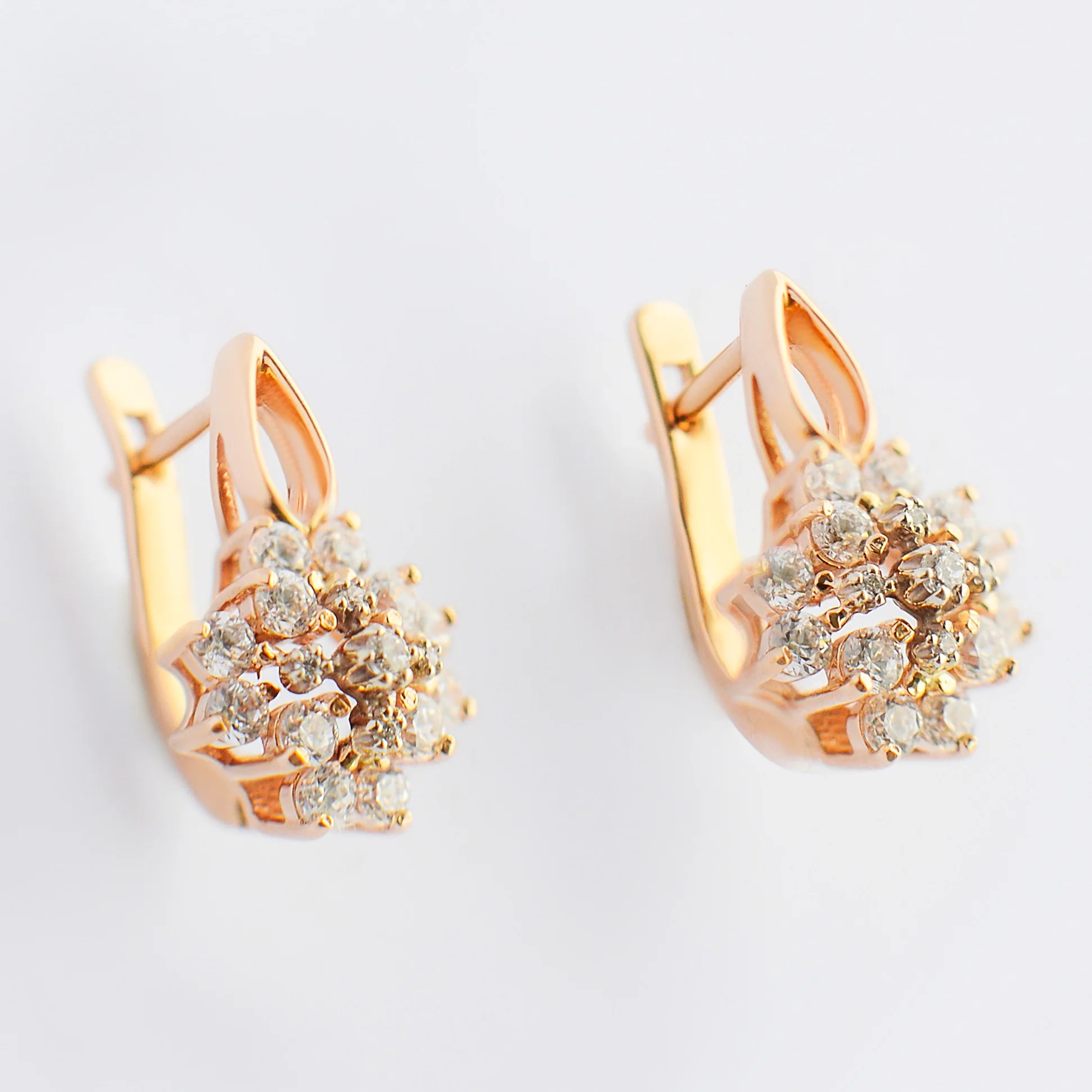 Lever Back Earrings 14K/585 Rose Gold with Cubic Zirconia - Image 3