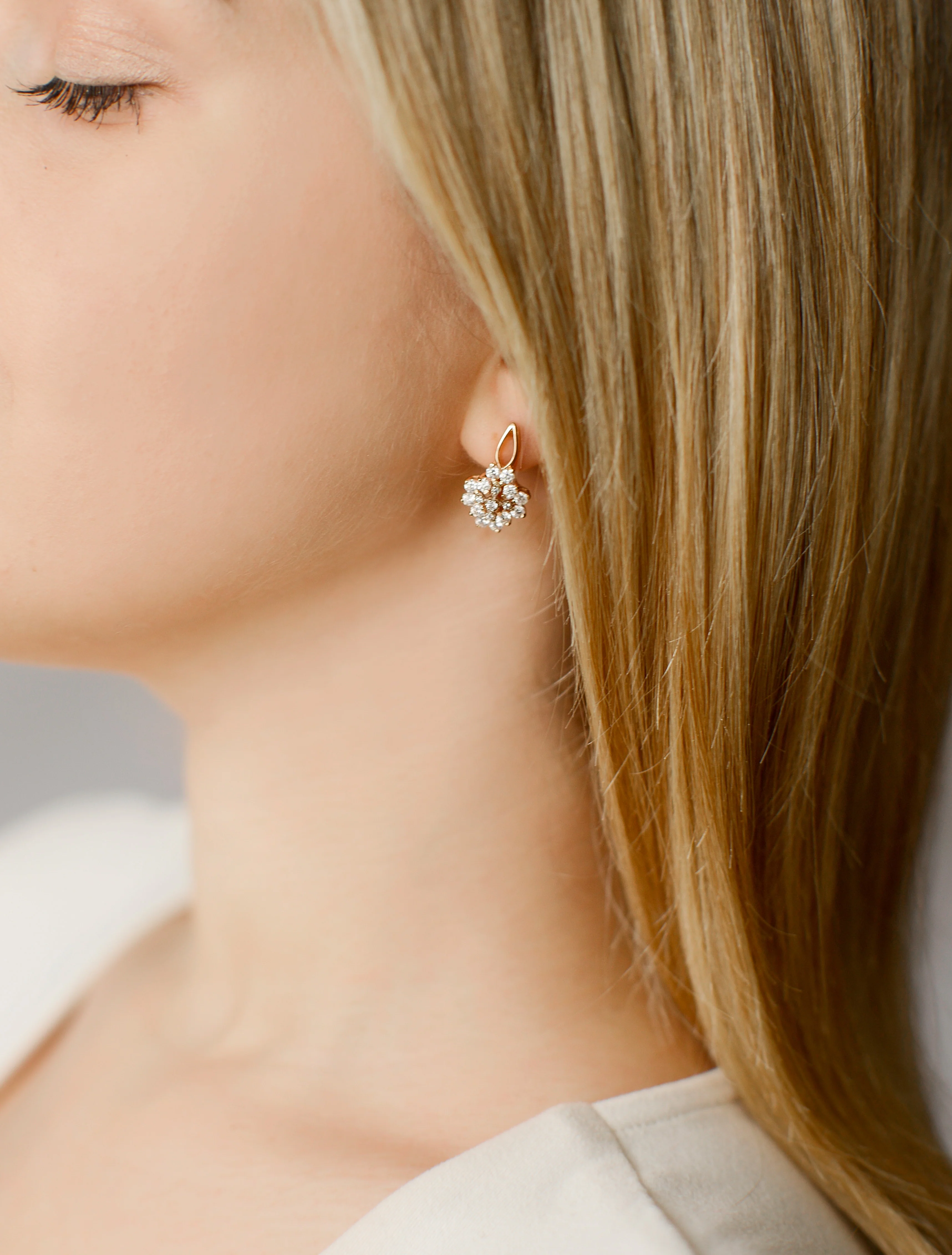 Lever Back Earrings 14K/585 Rose Gold with Cubic Zirconia - Image 5