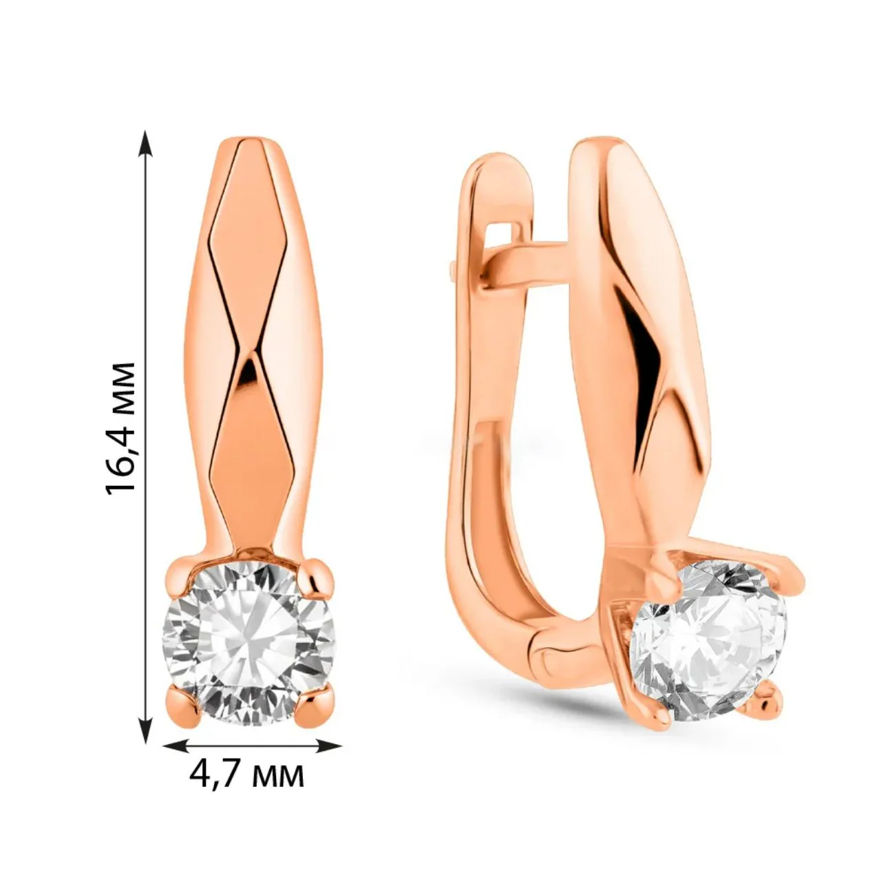 Lever Back Earrings in 14K/585 Rose Gold with Cubic Zirconia - Image 3