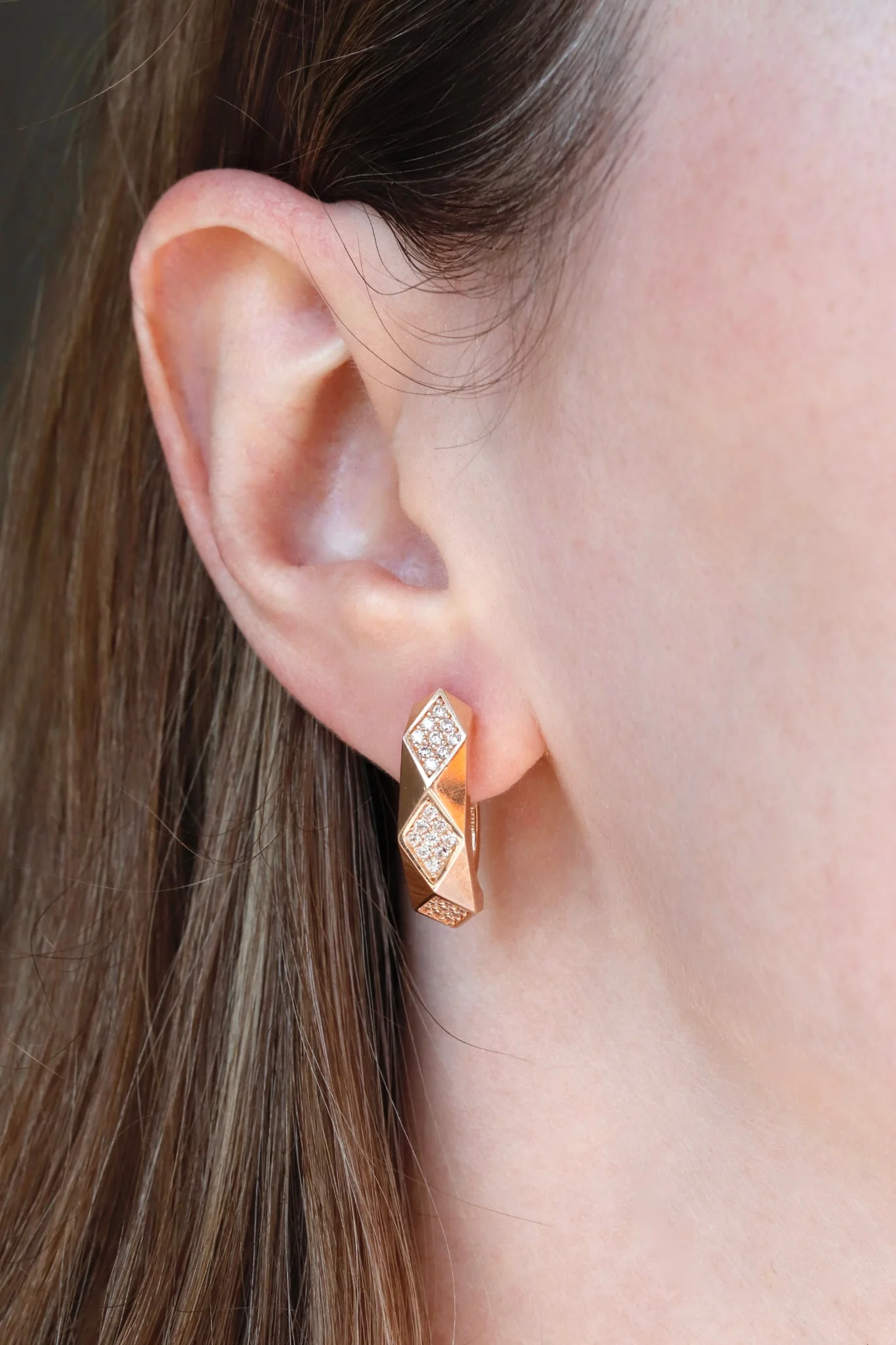 Lever Back Earrings in 14K/585 Rose Gold with Cubic Zirconia - Image 2