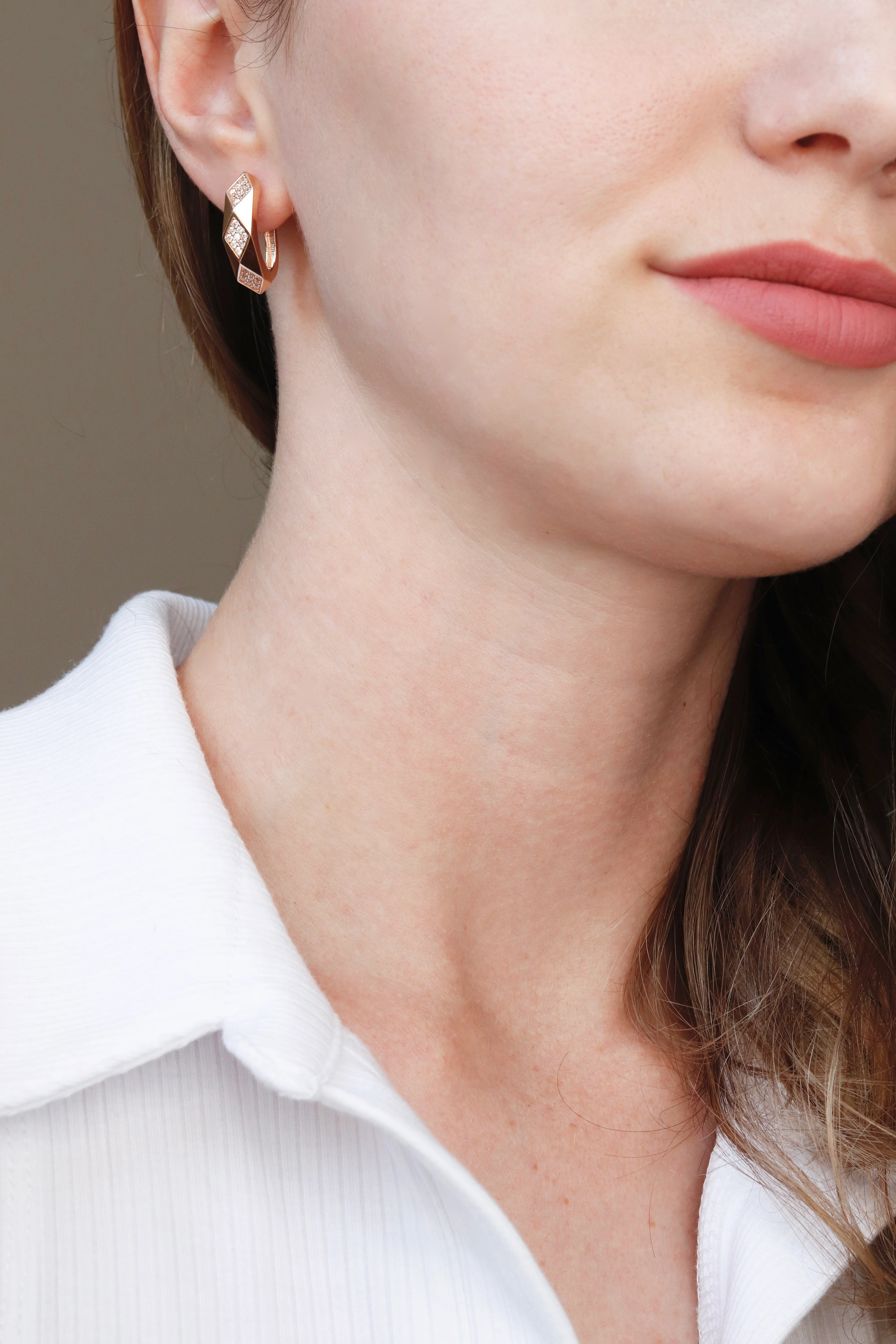 Lever Back Earrings in 14K/585 Rose Gold with Cubic Zirconia - Image 3