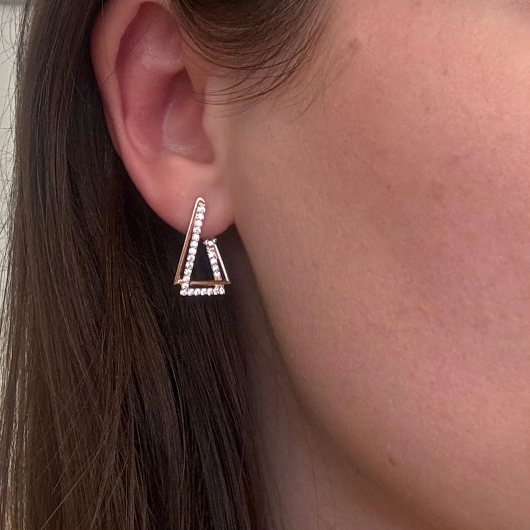 Lever Back Earrings in 14K/585 Rose Gold with Cubic Zirconia - Image 2